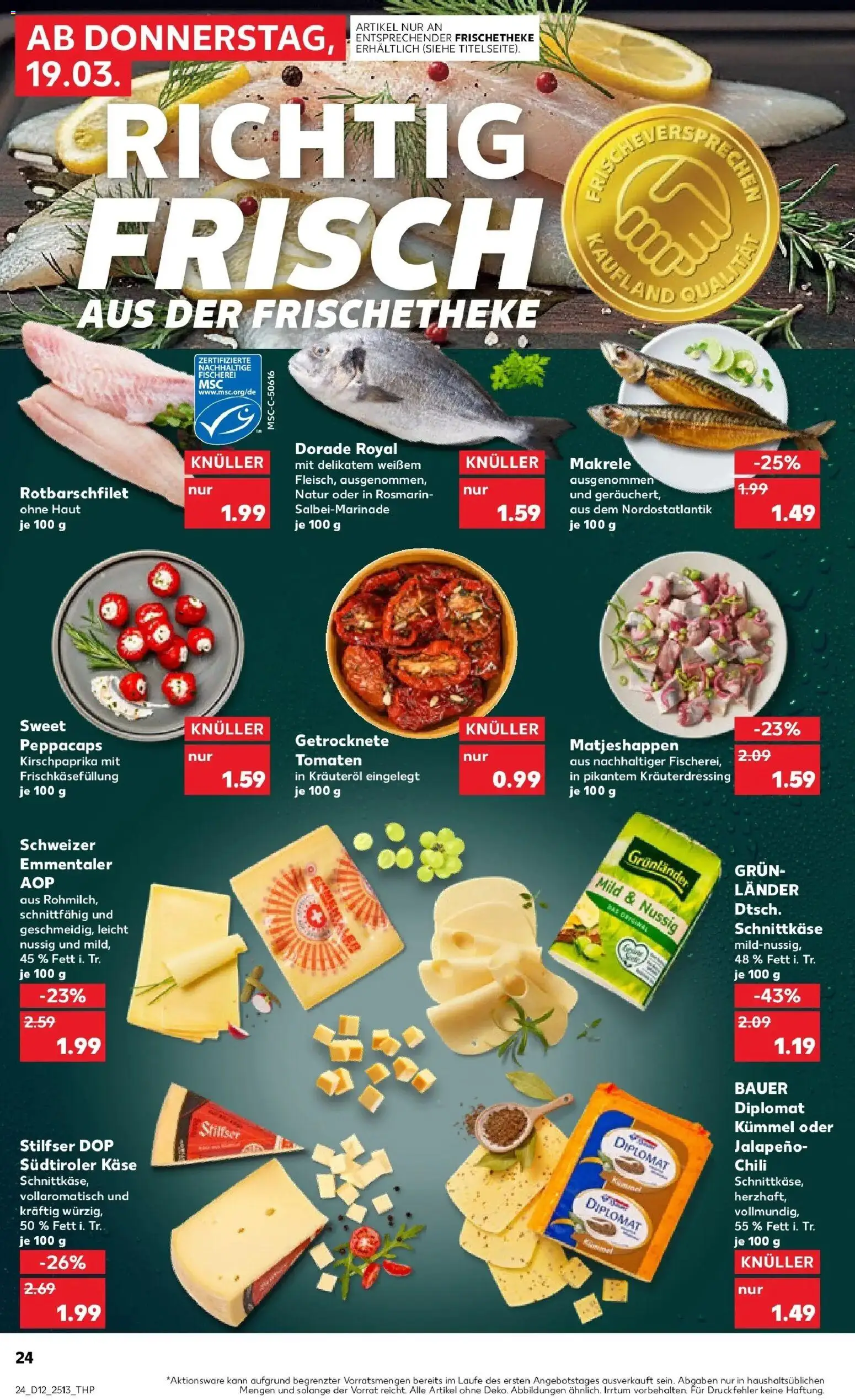 Kaufland Prospekt Bad Saulgau	 – gültig ab 19.03.2026 | Seite: 24 | Produkte: Dorade, Tomaten, Grunlander, Chili
