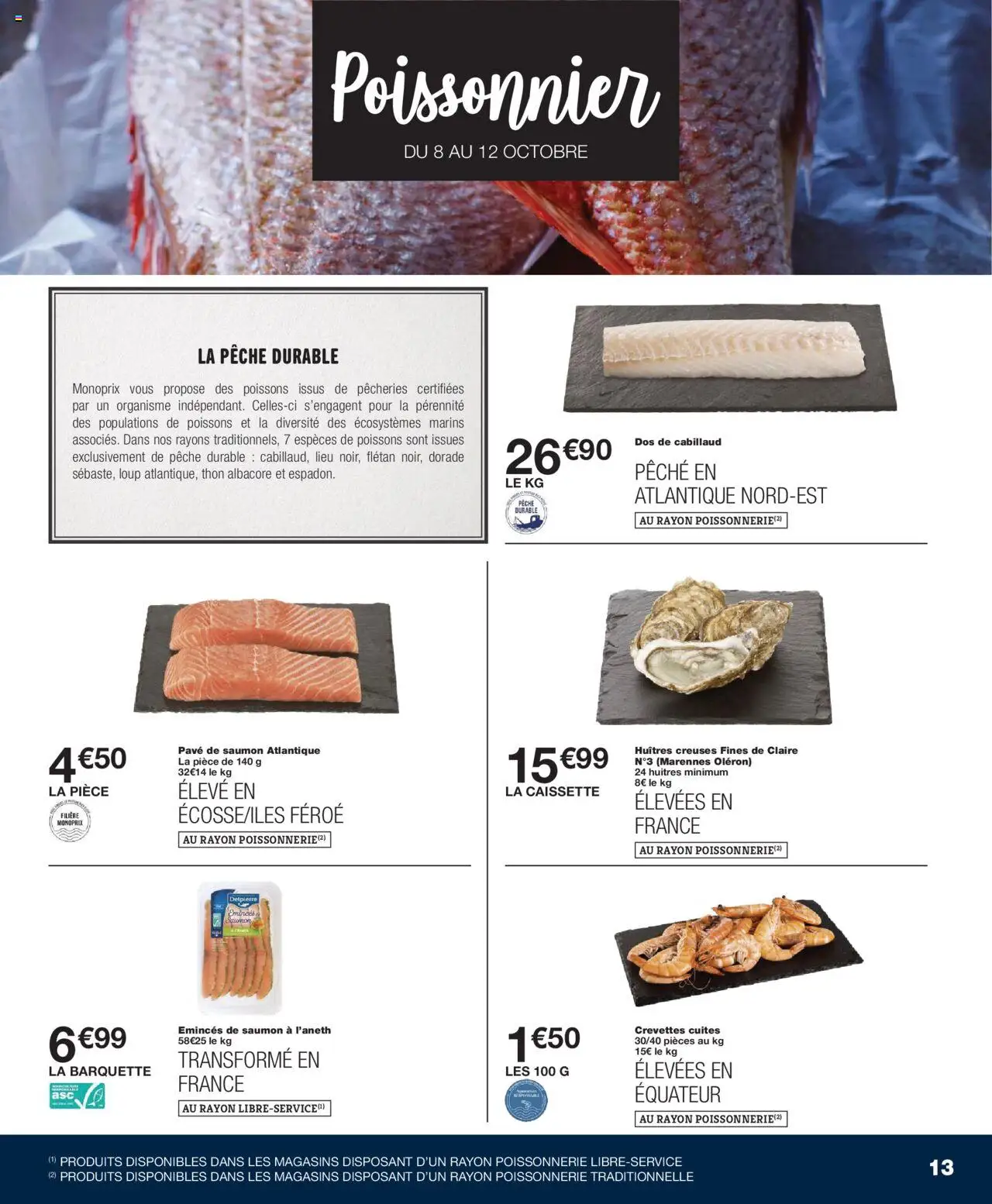 {H1} | Page: 13 | Produits: Huitres creuses, Poissonnerie, Huîtres, Saumon