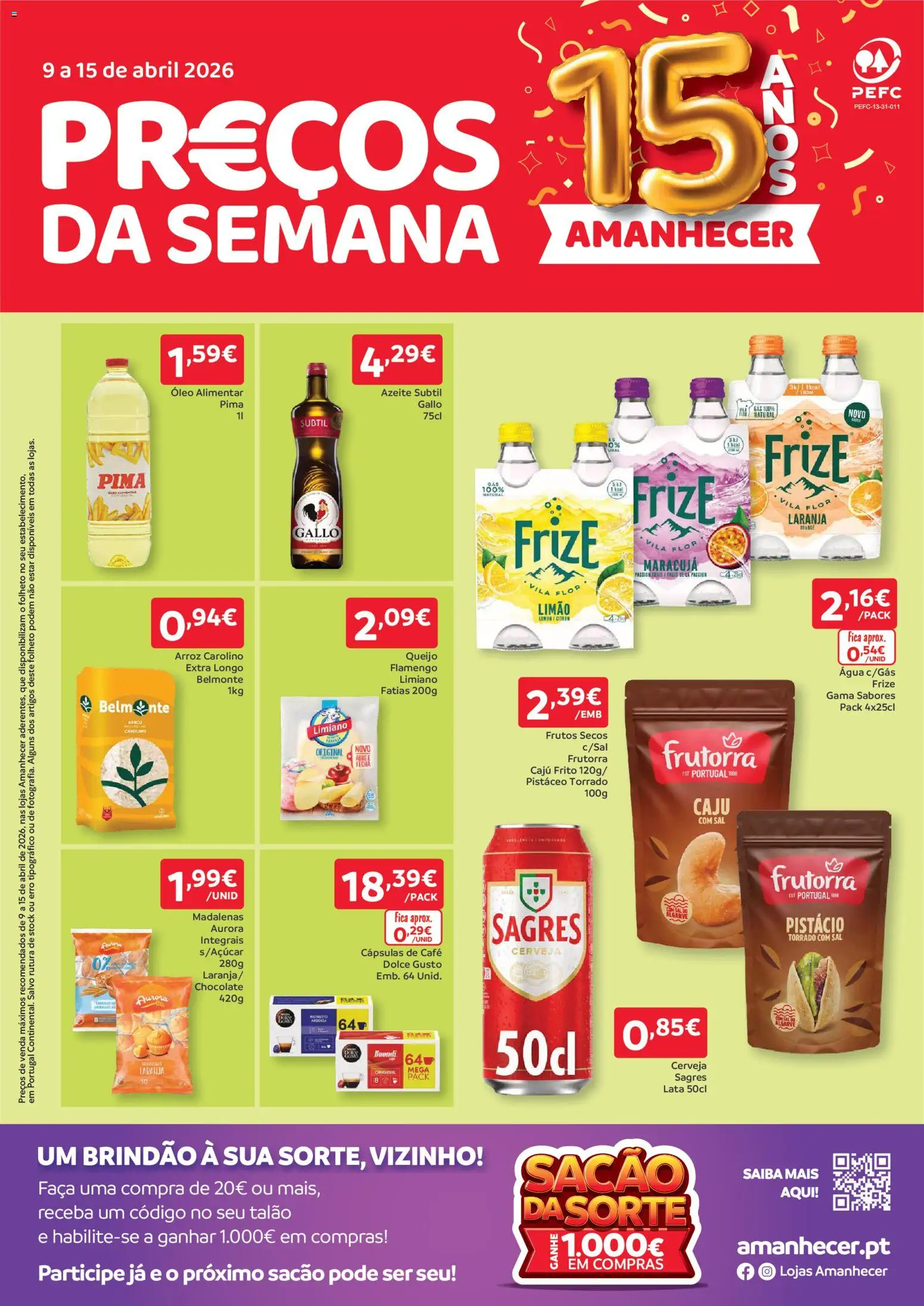 Amanhecer folheto │ válido de 09.04.2026 | Página: 1 | Produtos: Agua, Azeite, Café, Dolce gusto
