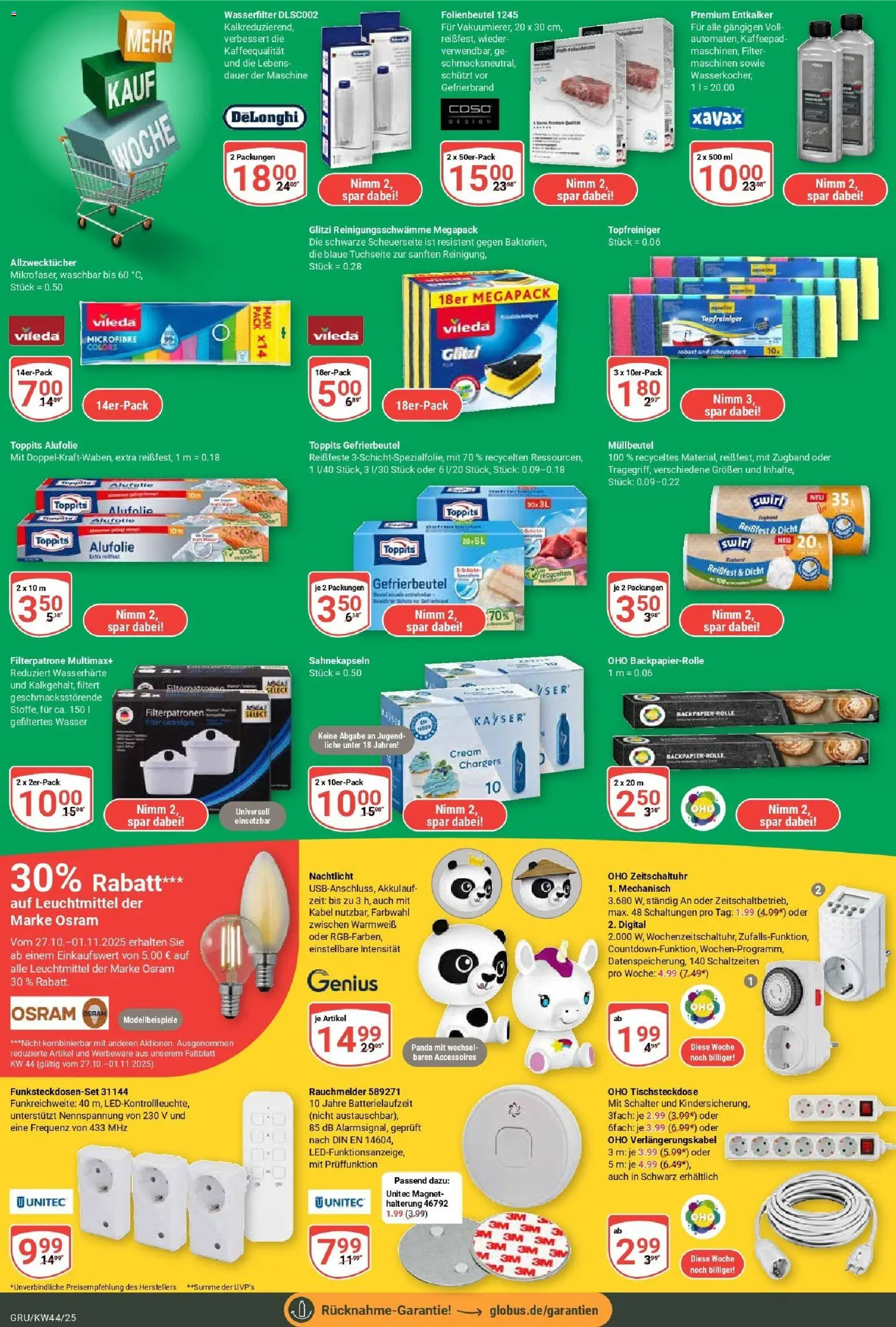 Globus prospekt Grünstadt	 – gültig ab 26.10.2025 | Seite: 27 | Produkte: Kabel, Wasser, Nachtlicht