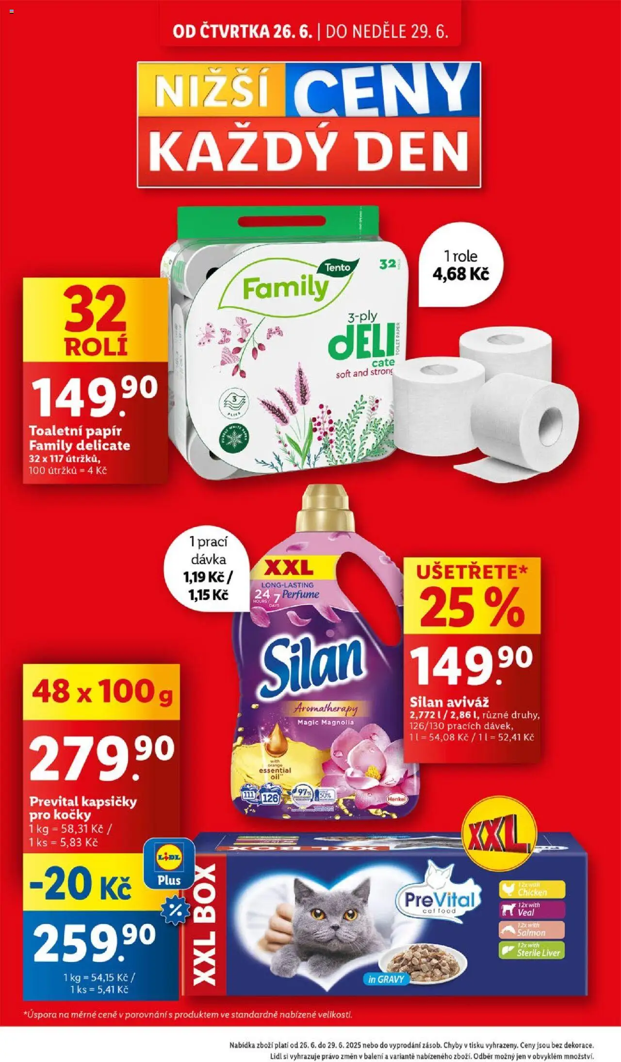 Lidl leták od 26.06.2025 | Strana: 2 | Produkty: Aviváž, Kapsičky pro kočky, Toaletní papír, Silan