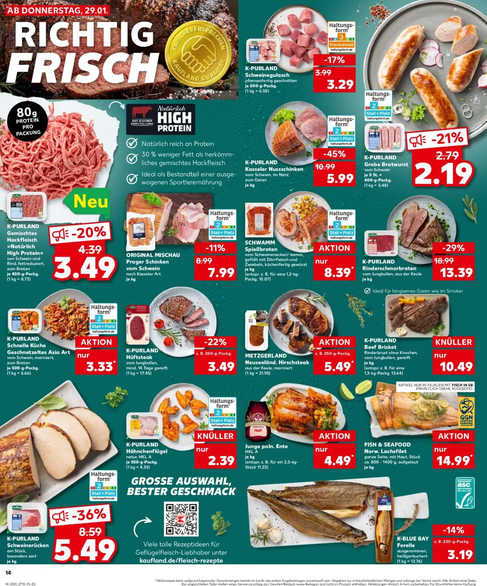 Kaufland prospekt Zeitz	 – gültig ab 29.01.2026 | Seite: 14 | Produkte: Bratwurst, Küche, Fisch, Schweinerucken