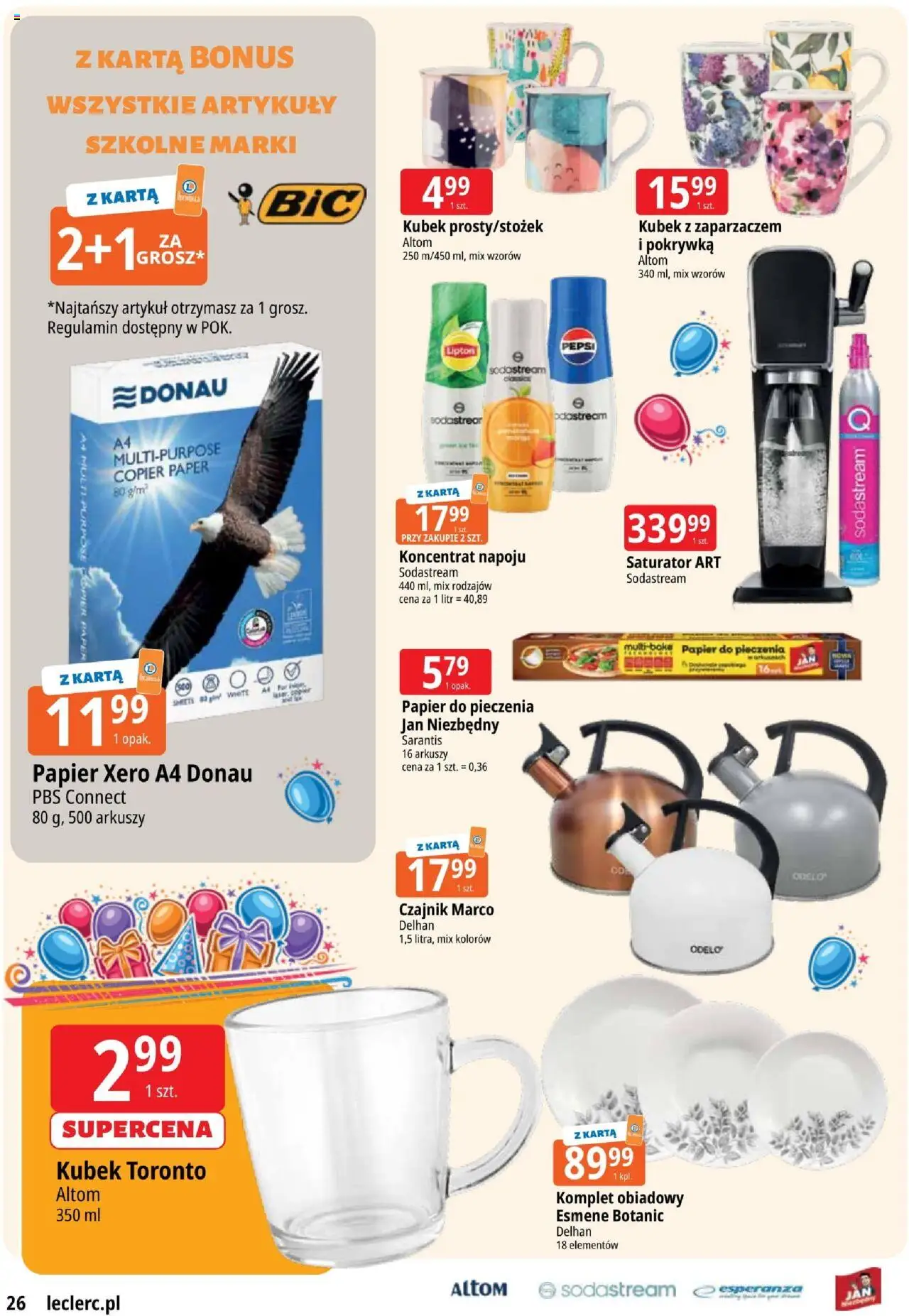 E.Leclerc Gazetka - Zielona Góra od 07.10.2025 | Strona: 26 | Produkty: Papier do pieczenia, Pepsi, Artykuły szkolne, Sodastream