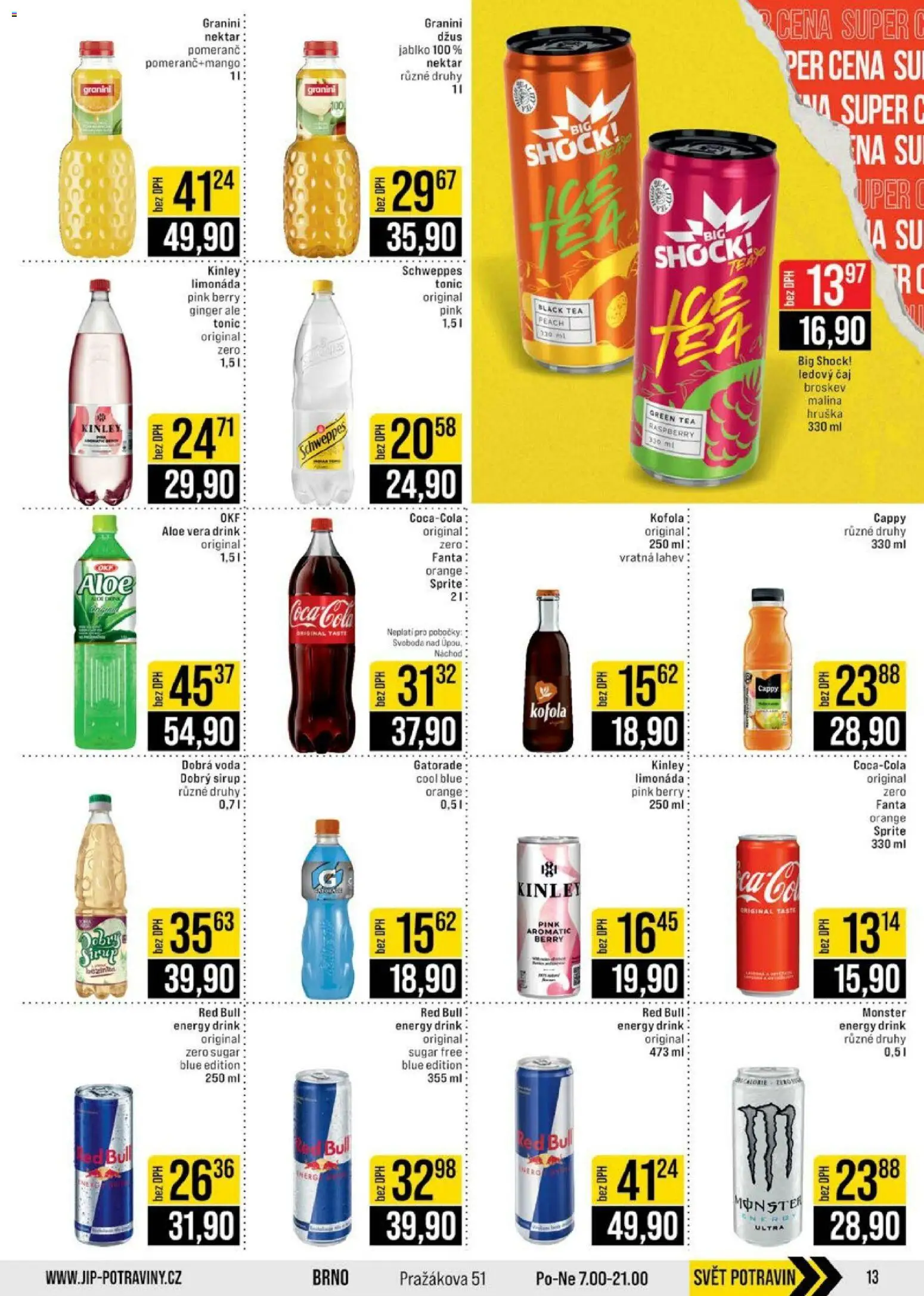 Jip leták - Cash & Carry od 28.01.2026 | Strana: 13 | Produkty: Voda, Ginger Ale, Tonic, Ledový čaj