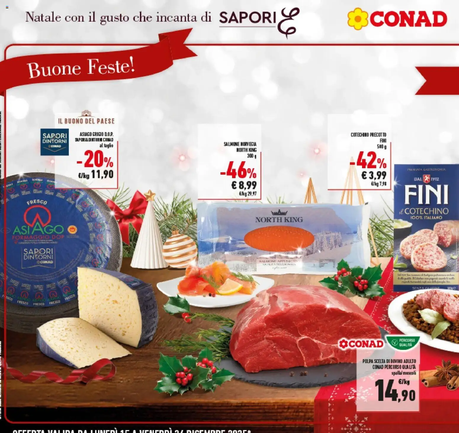 Volantino Conad del 14.12.2025 | Pagina: 4 | Prodotti: Bovino, Salmone, Formaggio, Cotechino
