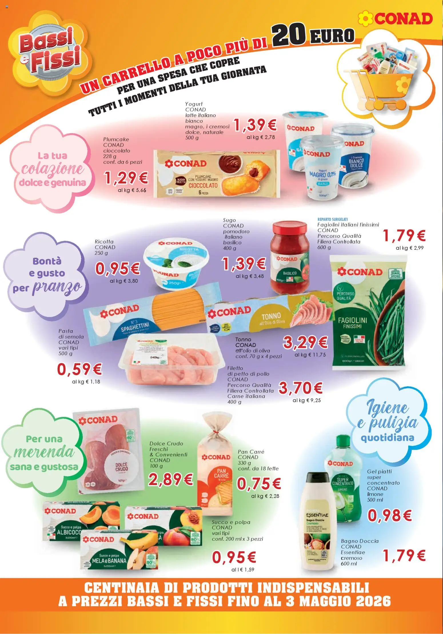 Volantino Conad del 09.01.2026 | Pagina: 4 | Prodotti: Latte, Pasta, Carrello, Doccia