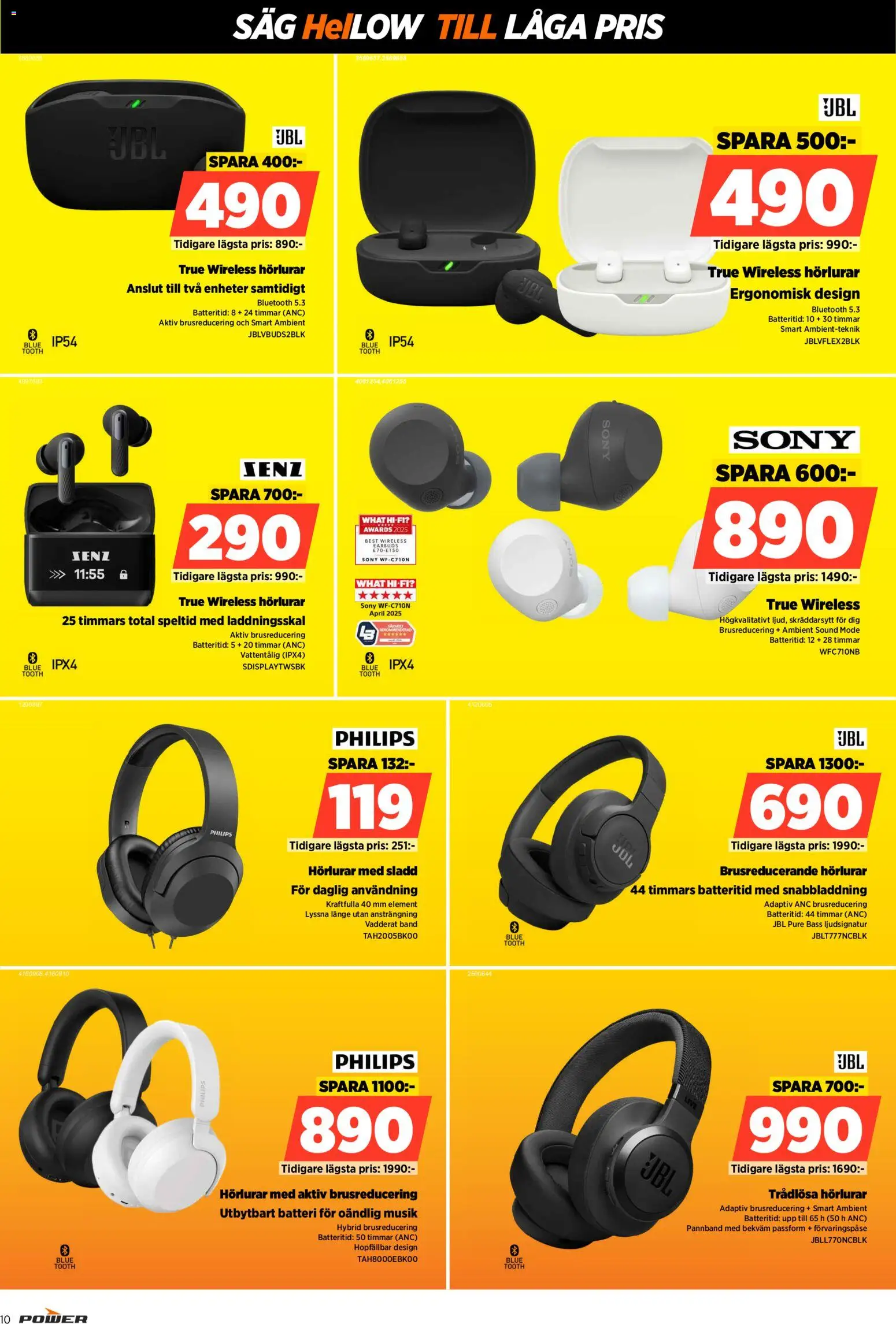 Power reklamblad aktuell från 12.01.2026 | Sida: 10 | Produkter: Såg, Batteri, Sladd, Trådlösa hörlurar