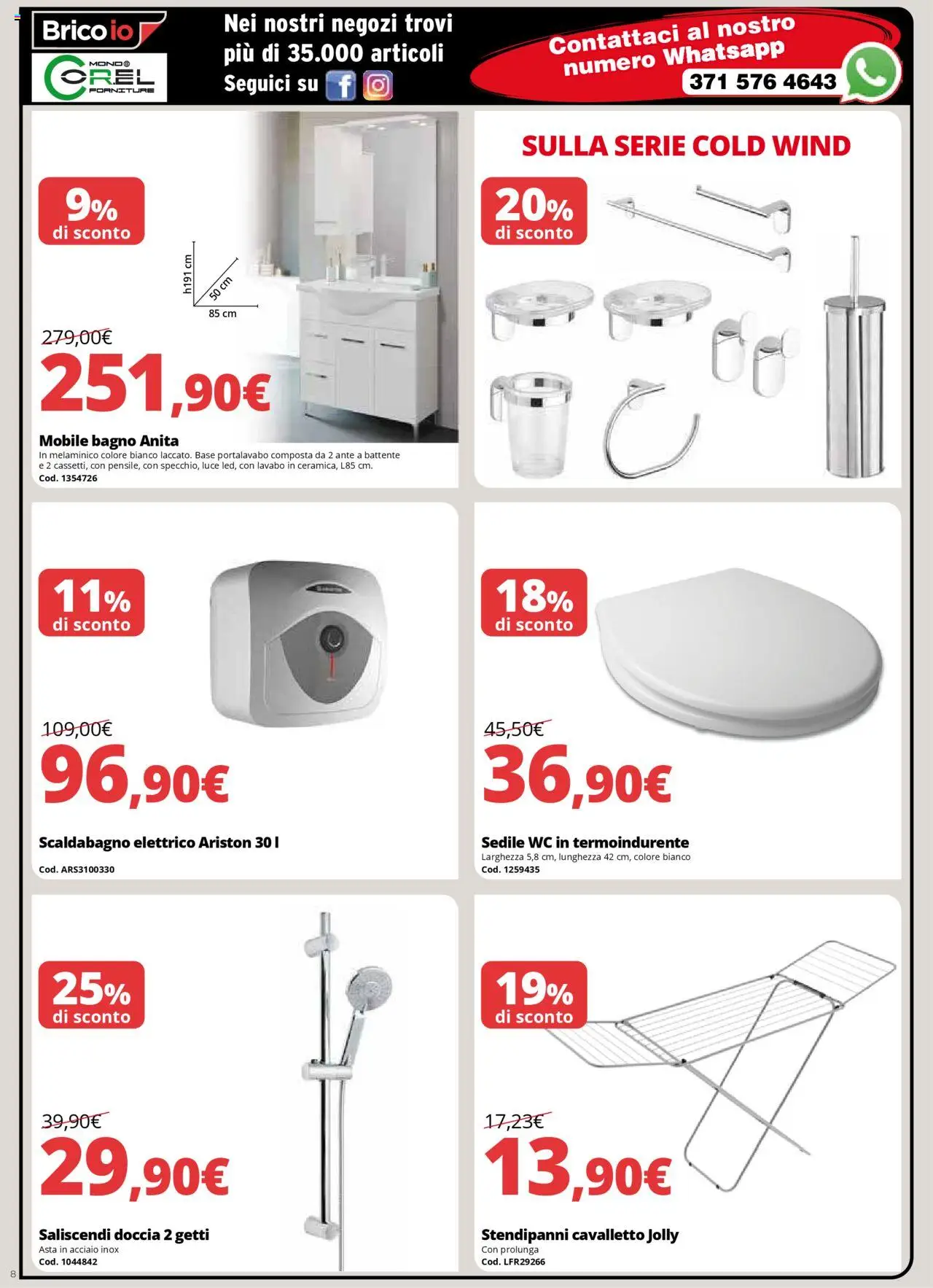Volantino Brico io del 16.10.2025 | Pagina: 8 | Prodotti: Mobile, WC, Bagno, Doccia
