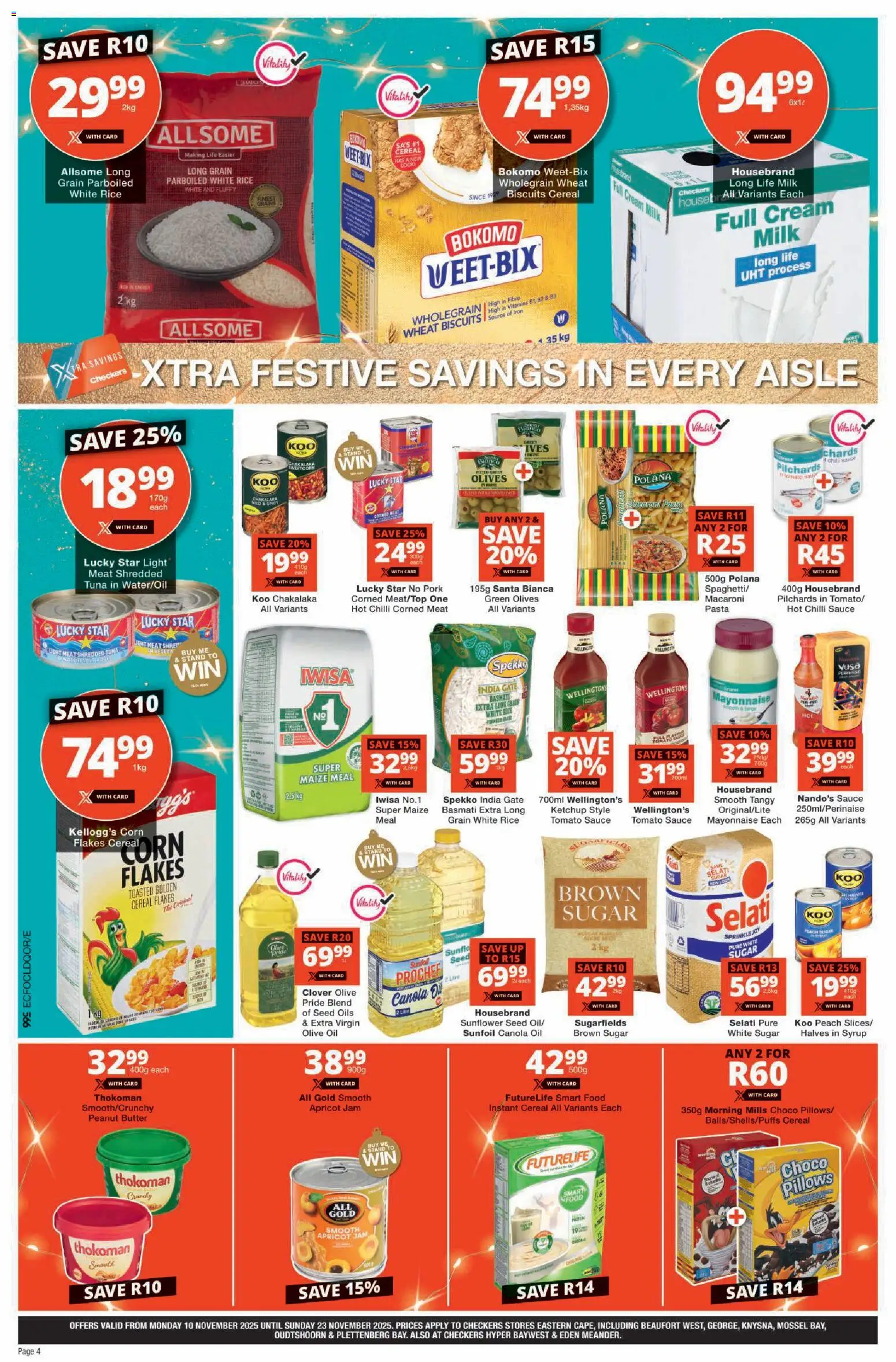 New Checkers catalogue – valid from 10.11.2025 | Page: 4 | Products: Vitamins, Oil, Biscuits, Rice