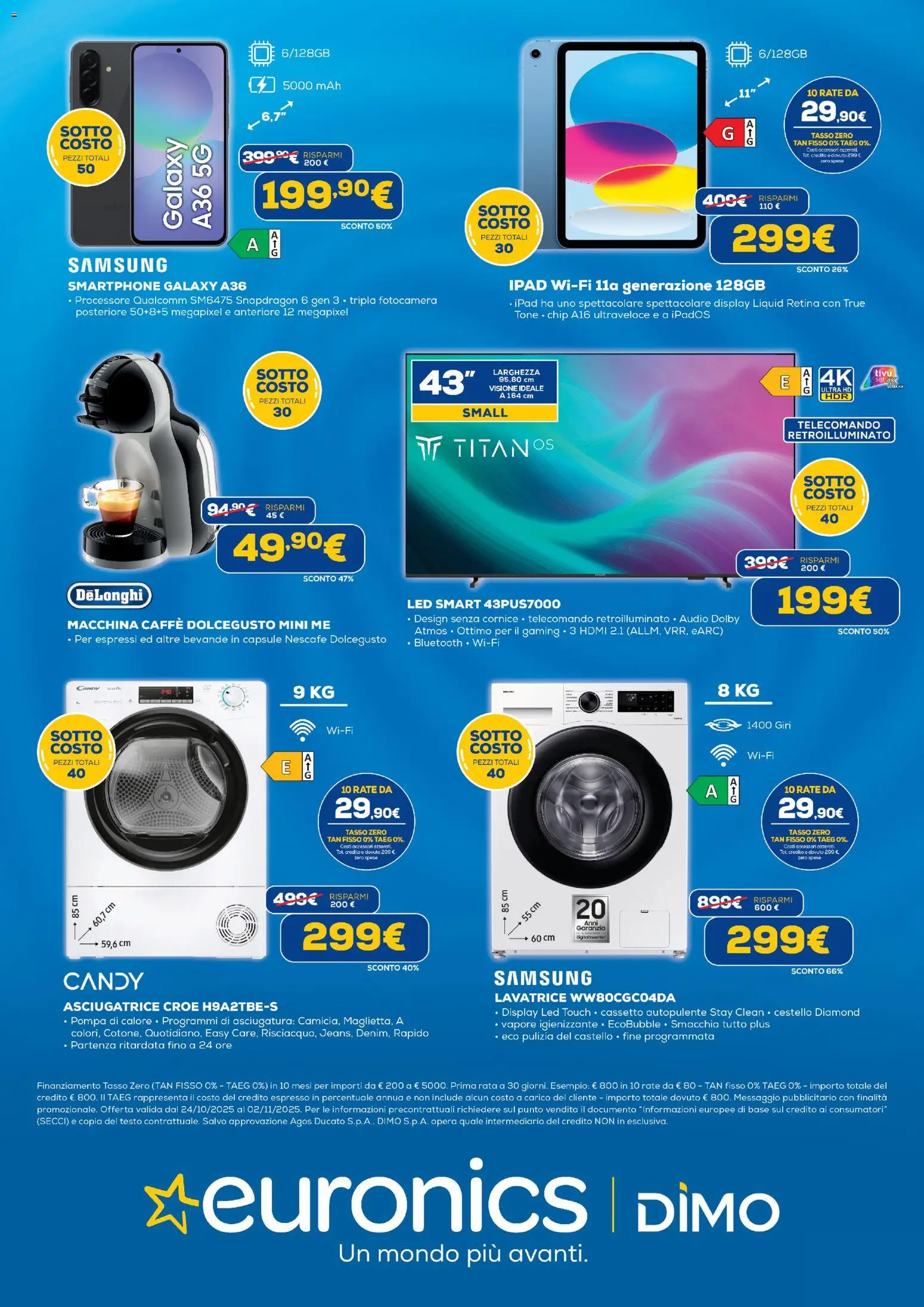 Volantino Euronics del 24.10.2025 | Pagina: 2 | Prodotti: Asciugatrice, Smartphone, Ipad, Samsung