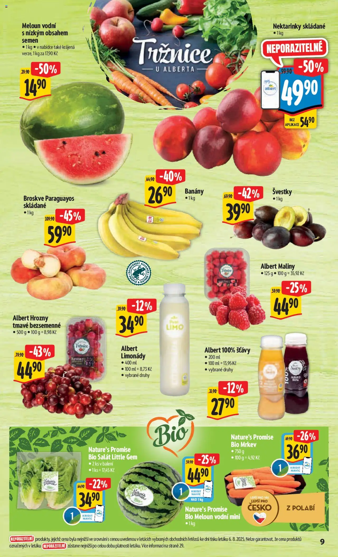 Albert leták - Hypermarket od 13.08.2025 | Strana: 14 | Produkty: Meloun, Švestky, Broskve, Maliny