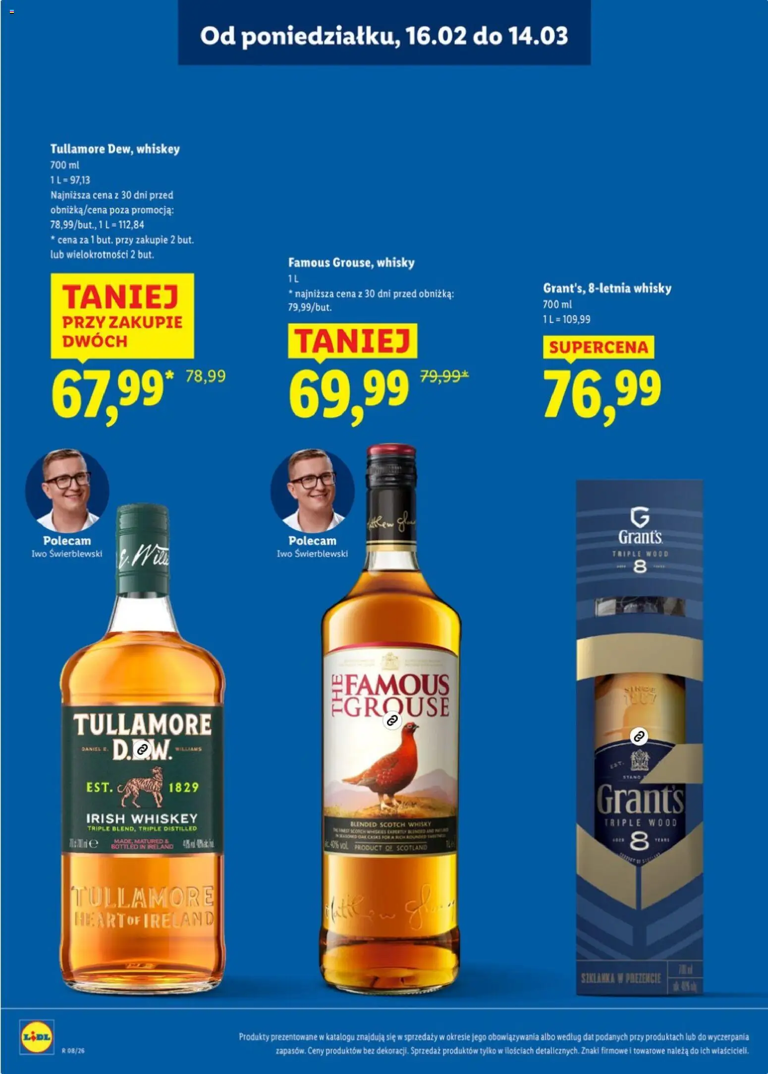 Lidl Katalog alkoholi mocnych od 16.02.2026 | Strona: 9 | Produkty: Whisky Famous Grouse, Szklanka, Grant's, Whisky