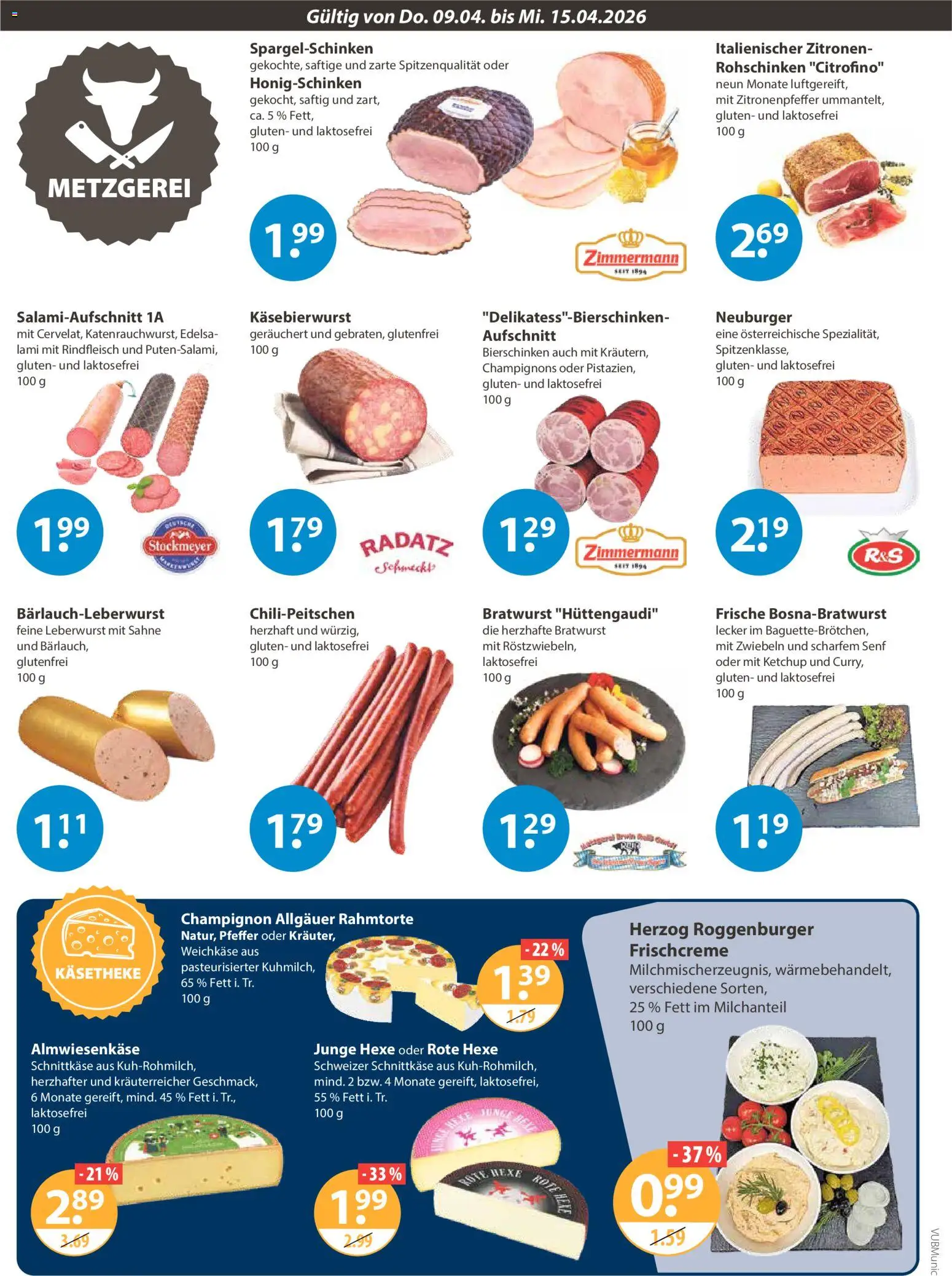 V-Markt München – gültig ab 09.04.2026 | Seite: 2 | Produkte: Champignons, Zwiebeln, Pfeffer, Rindfleisch
