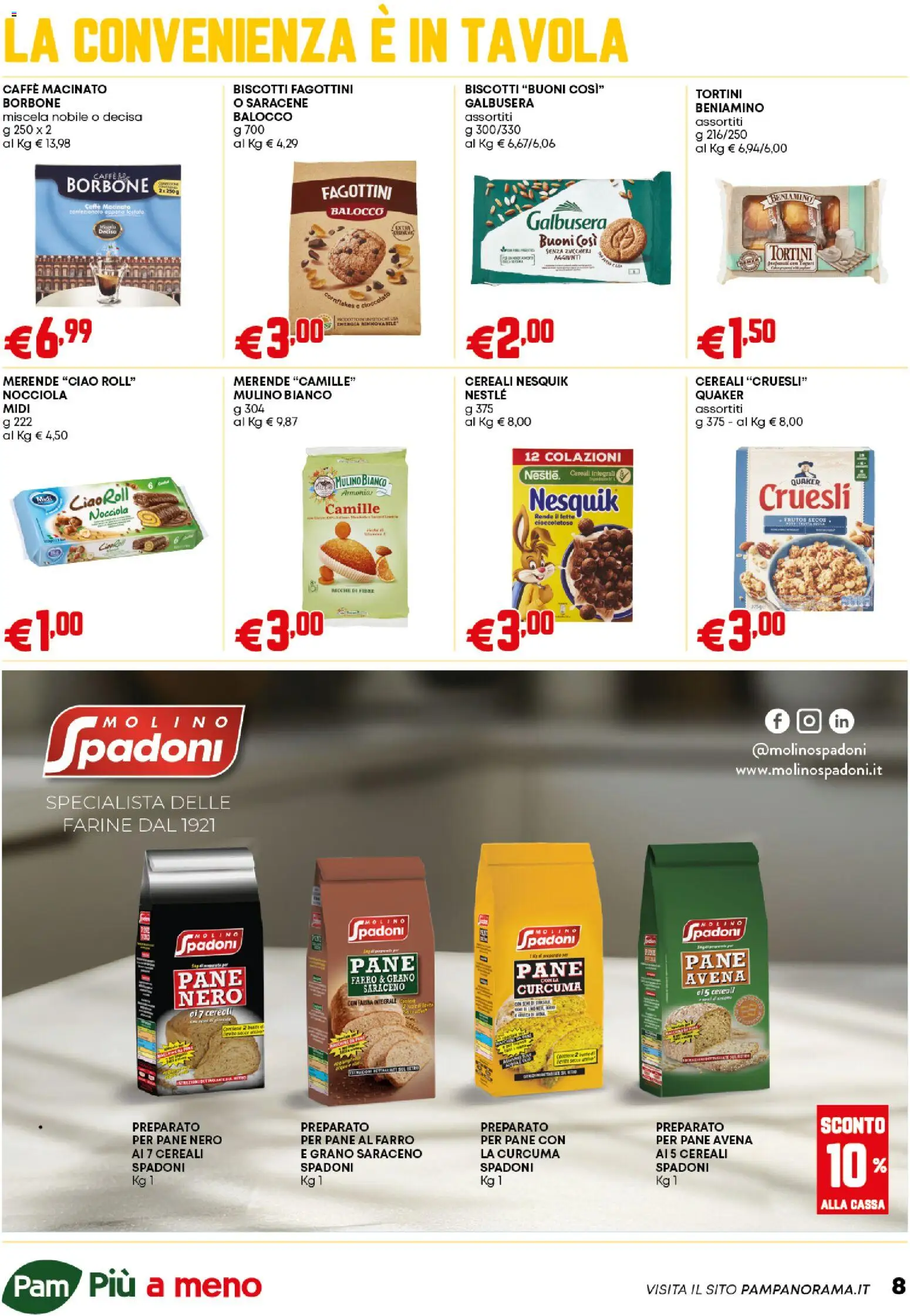 Volantino PAM del 06.11.2025 | Pagina: 8 | Prodotti: Pane, Caffè, Biscotti, Macinato