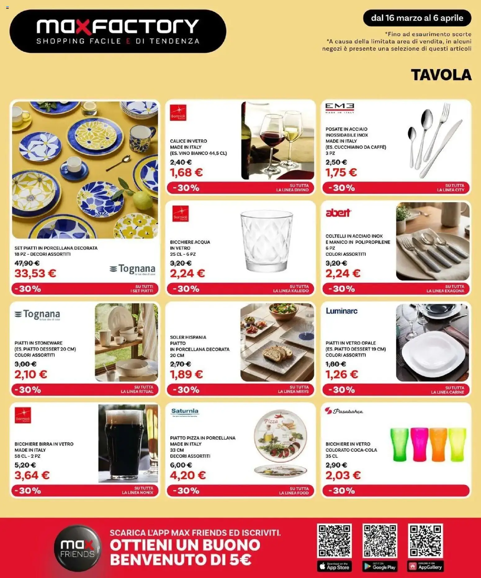 Volantino Max Factory del 16.03.2026 | Pagina: 14 | Prodotti: Posate, Pizza, Birra, Acqua