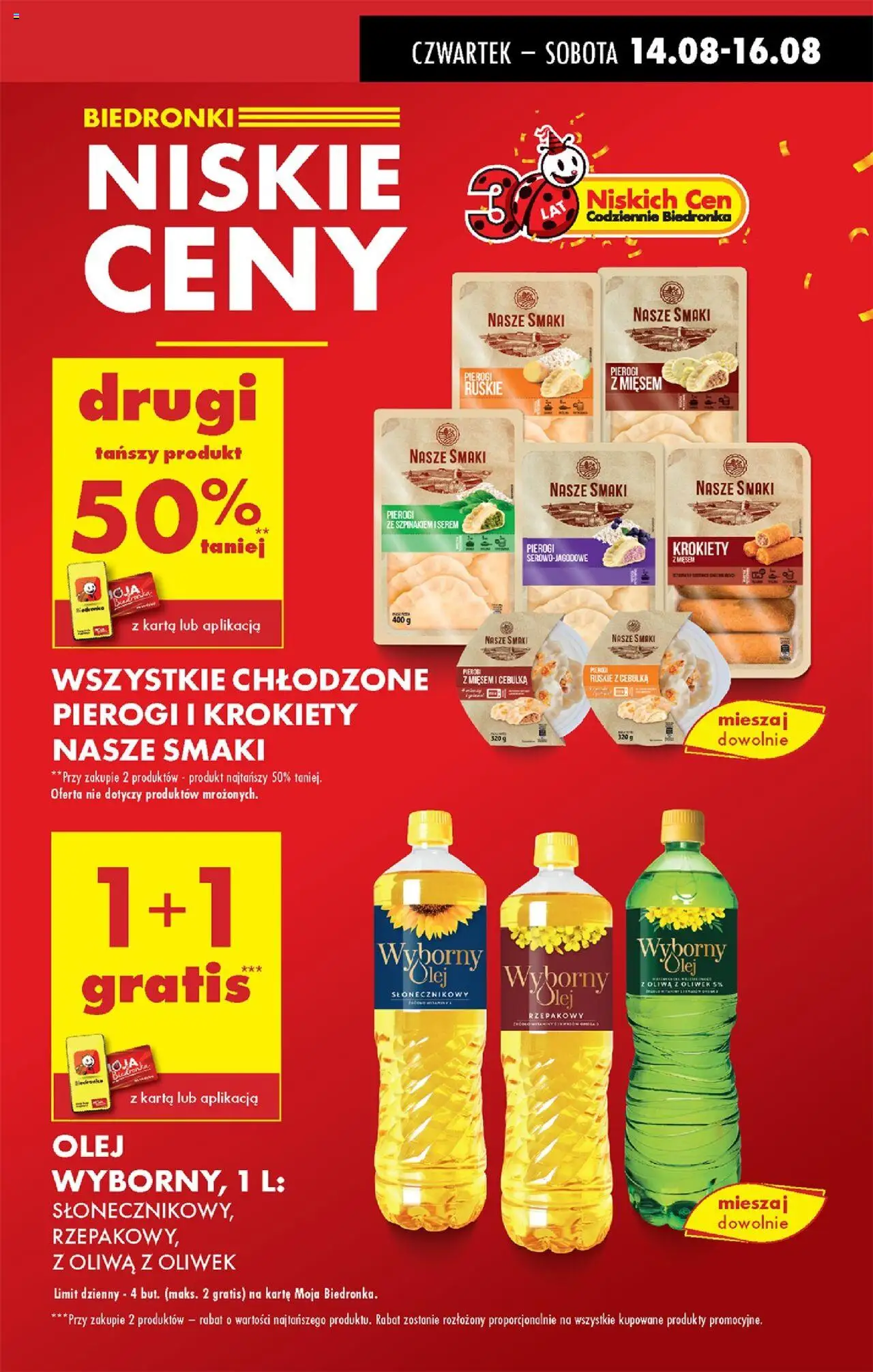 Biedronka gazetka - Oferta w tym tygodniu od 14.08.2025 | Strona: 3 | Produkty: Olej rzepakowy, Olej słonecznikowy, Pierogi z mięsem, Krokiety