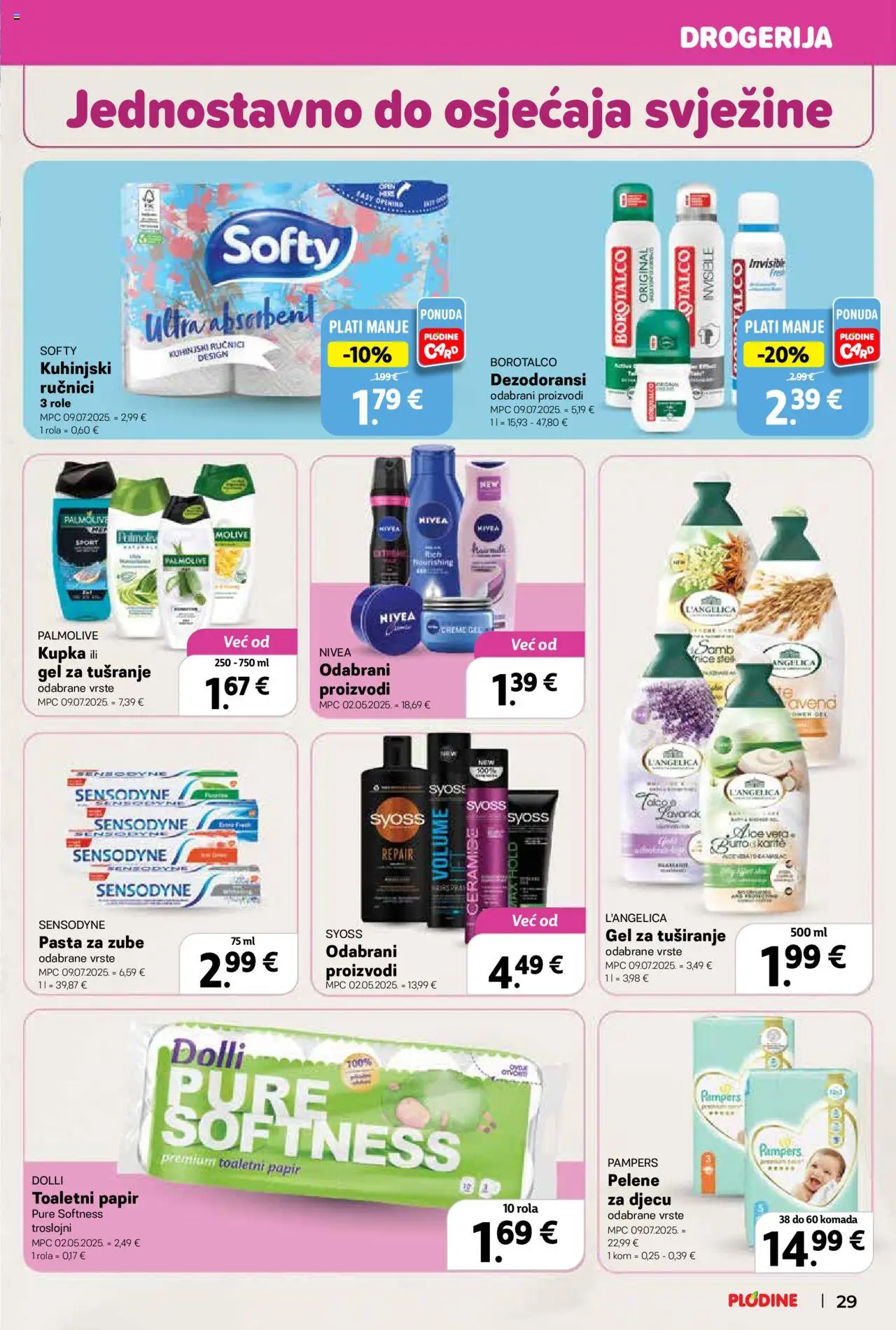 Plodine katalog | vrijedi od 10.09.2025 | Stranica: 29 | Proizvodi: Kupka, Pasta za zube, Nivea, Pampers