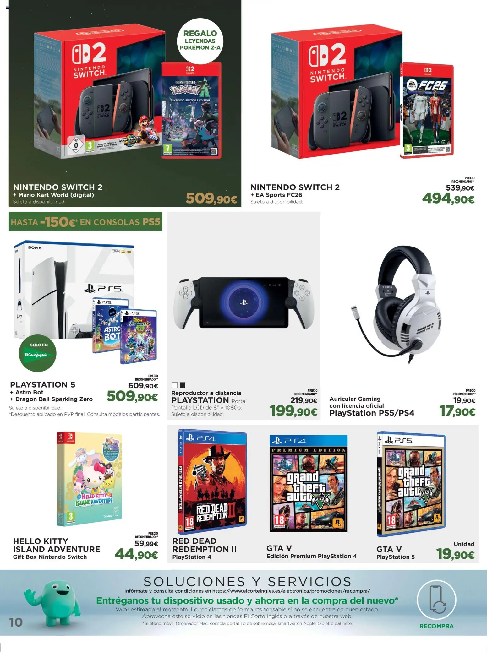 El Corte Inglés ofertas │ válido desde el 29.12.2025 | Página: 10 | Productos: Nintendo, Tablet, Ordenador, Playstation