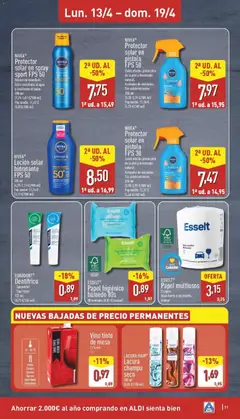 Vista previa Aldi folleto Canarias válido desde el 13.04.2026 | Página: 11 | Productos: Champú, Protector solar, Νυχτικό, Mesa