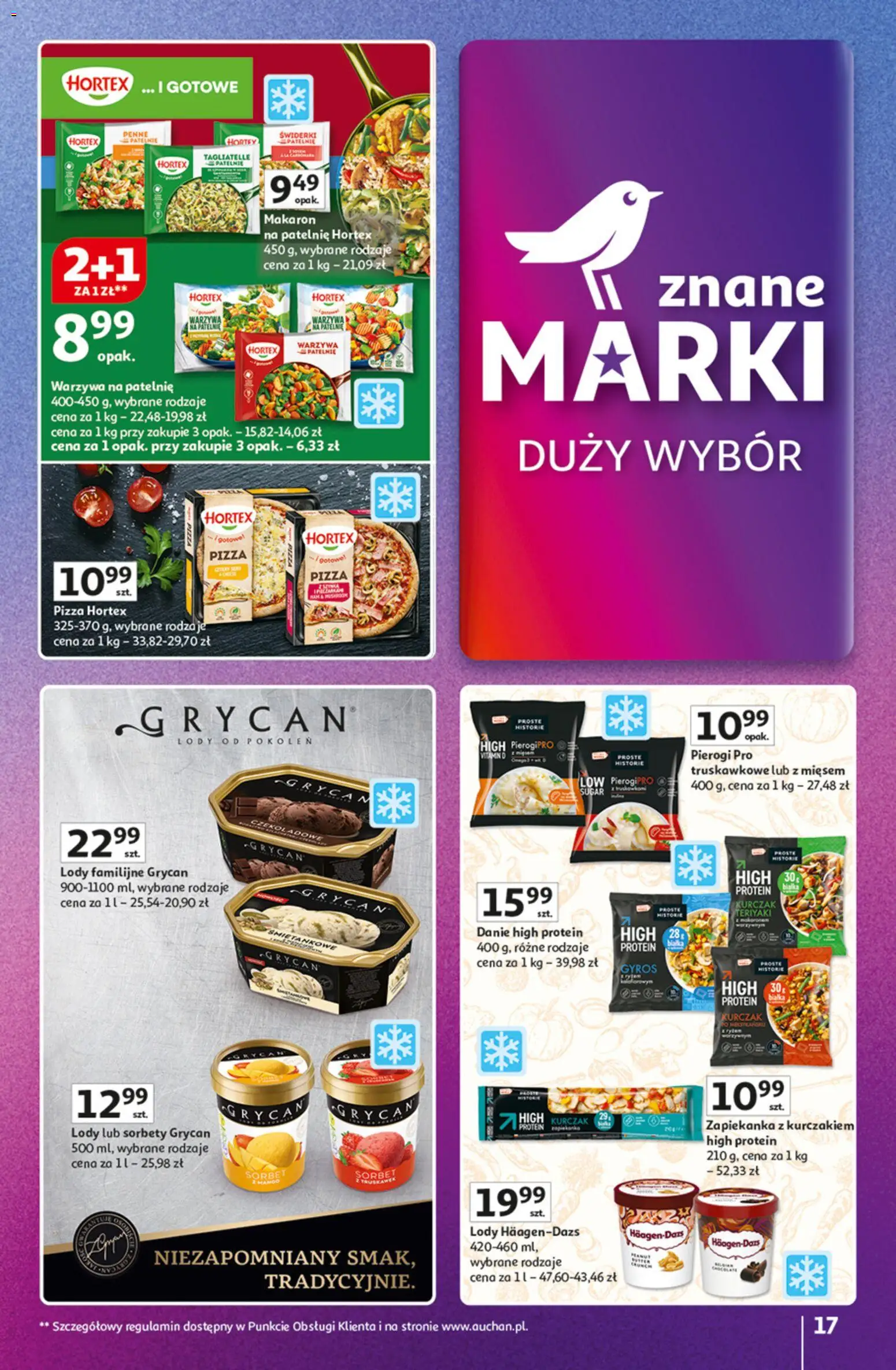 Auchan Gazetka - Znane Marki duży wybór Hipermarket od 04.12.2025 | Strona: 17 | Produkty: Carbonara, Patelnie, Sorbet, Warzywa