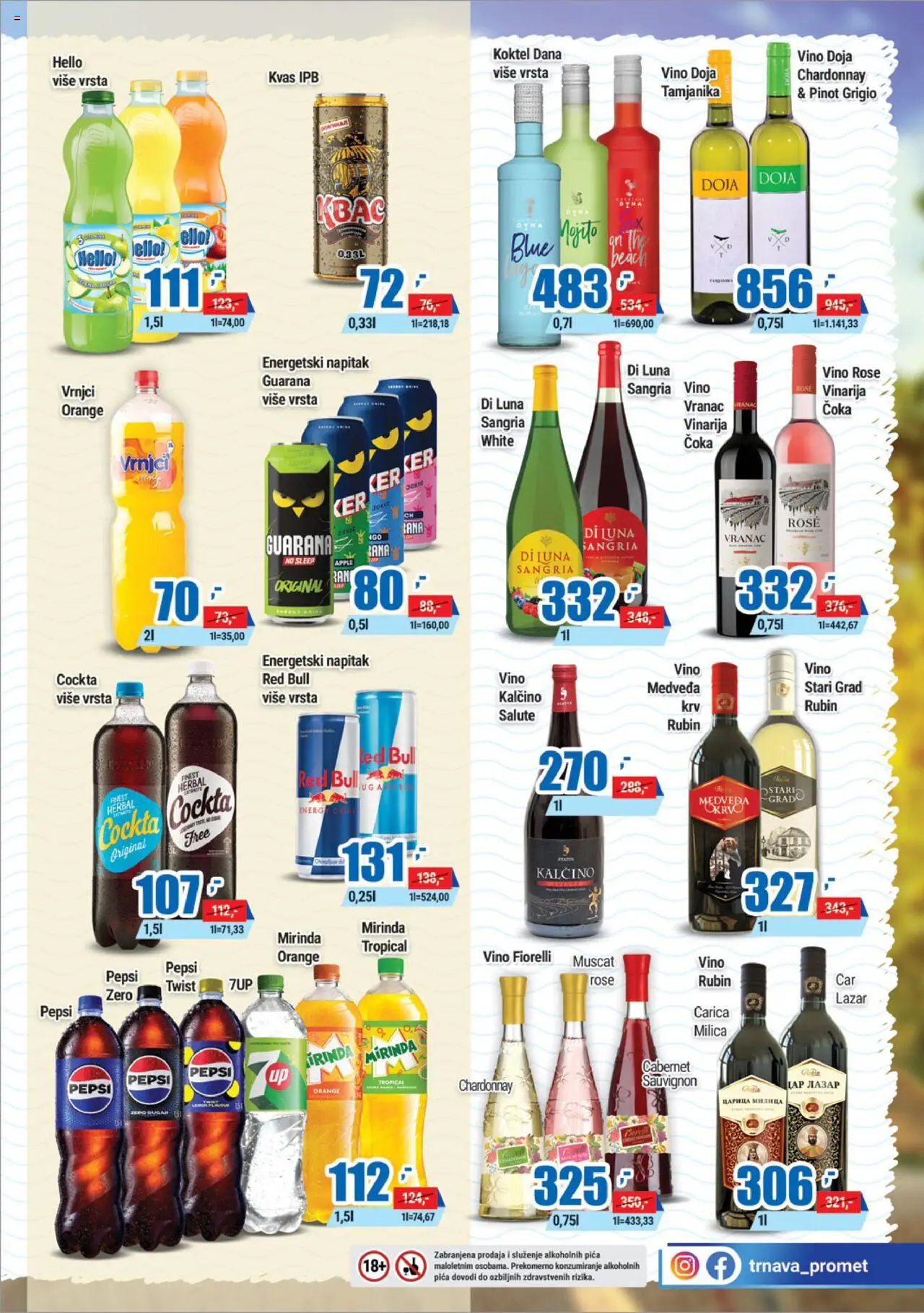 Trnava Promet katalog - važi od 22.09.2025 | Strana: 17 | Proizvode: Chardonnay, Pinot grigio, Guarana, Red Bull