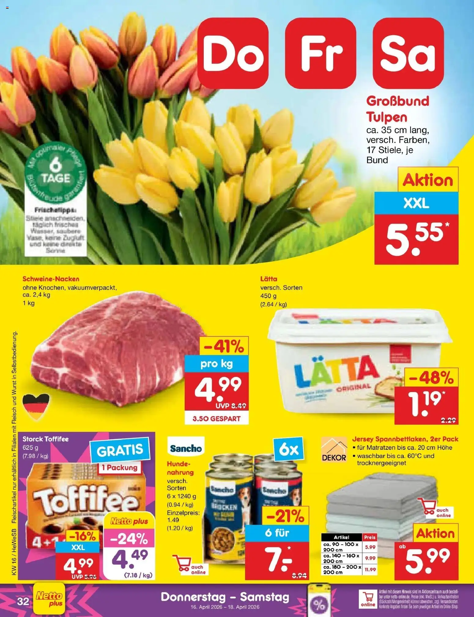 Netto Marken-Discount Prospekt Hamburg	 – gültig ab 13.04.2026 | Seite: 44 | Produkte: Schweinenacken, Toffifee, Lätta, Fleisch