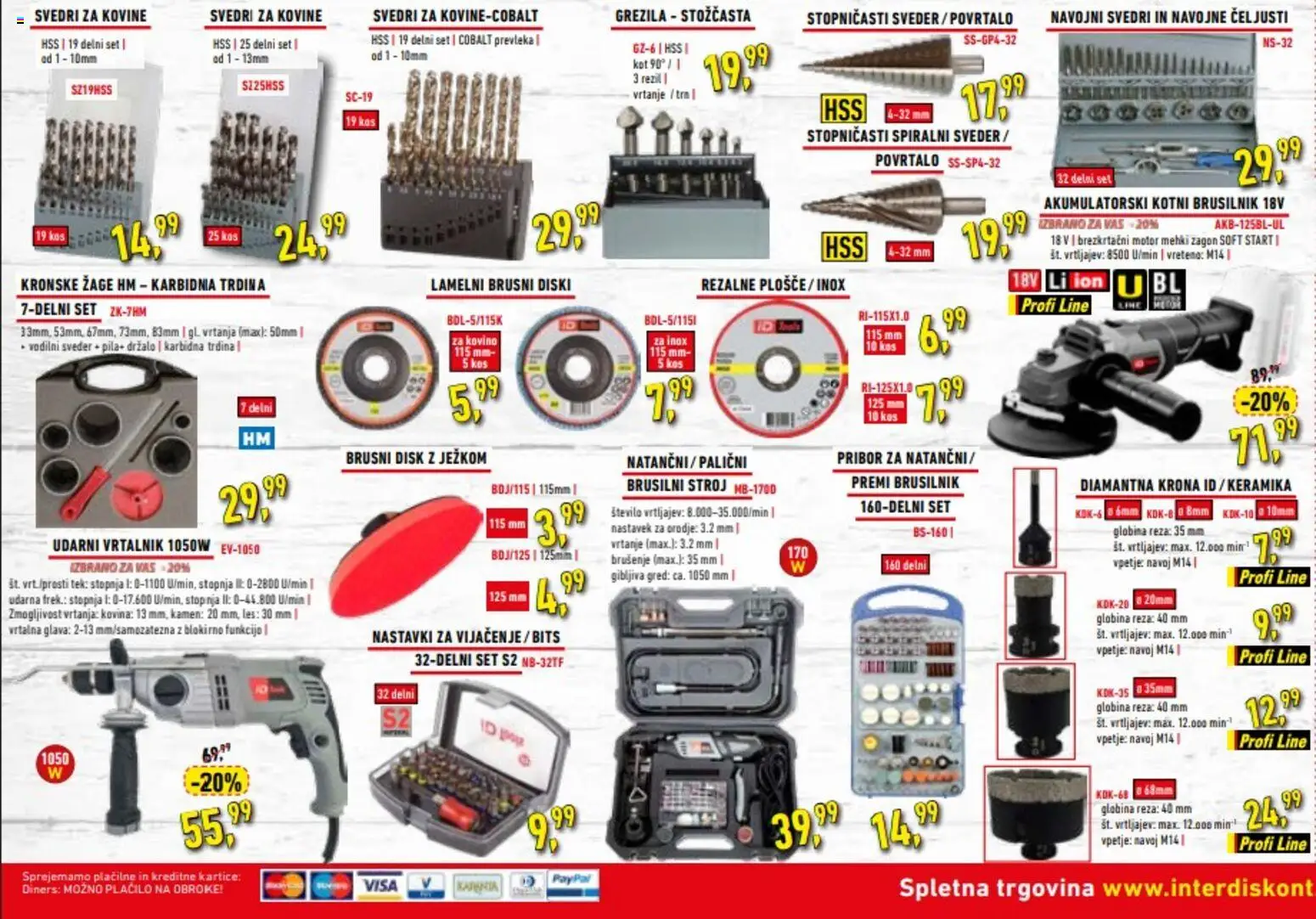 Novi Inter Diskont katalog ponudbe – veljaven od 17.03.2026 | Stran: 3 | Izdelki: Disk, Orodje, Svedri, Brusilnik