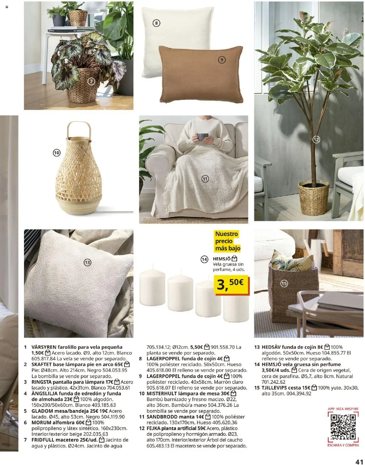 Catálogo IKEA Accesorios y decoración │ válido desde el 04.02.2025 | Página: 41 | Productos: Bombilla, Funda de cojín, Cojín, Mesa