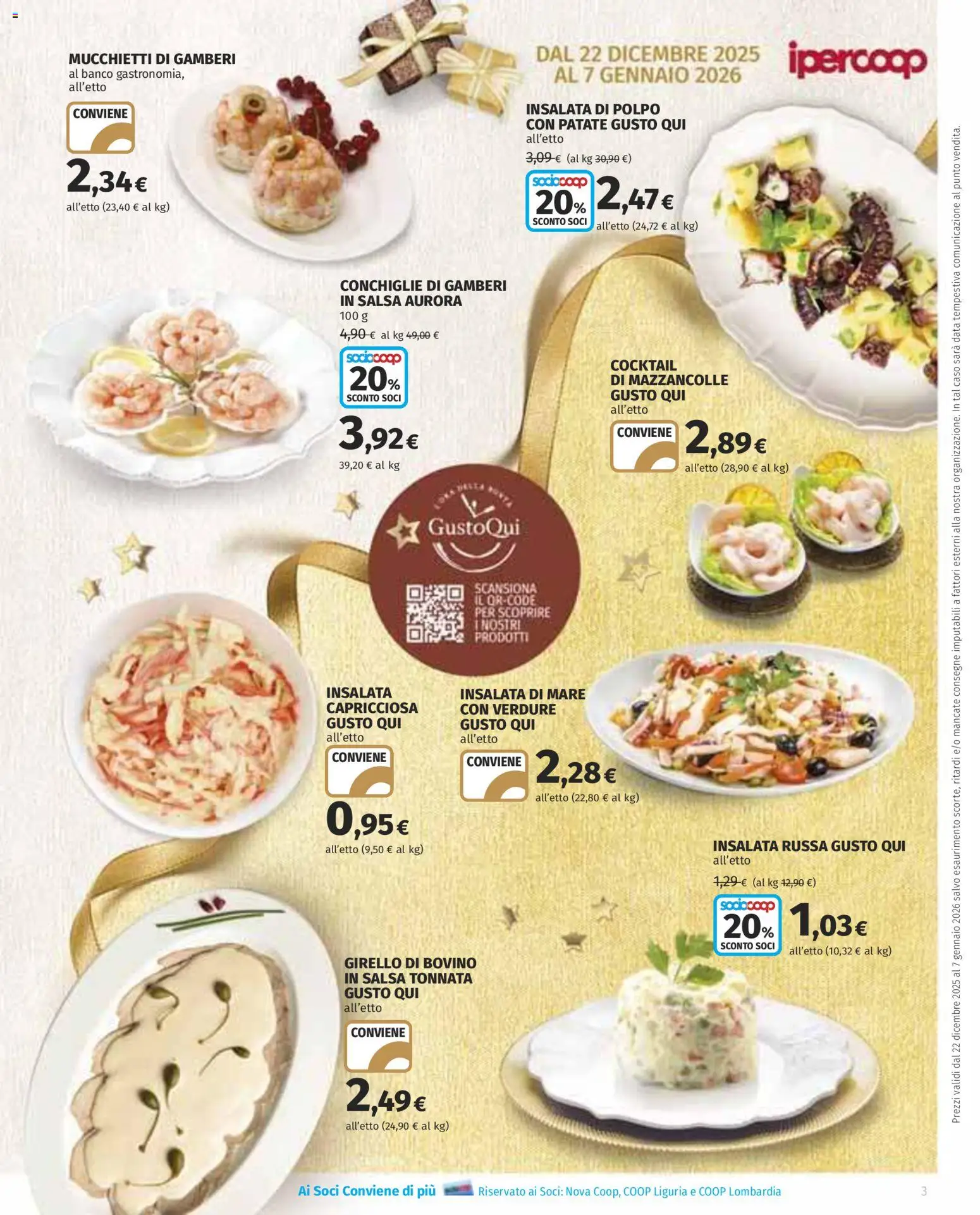 Volantino Ipercoop del 22.12.2025 | Pagina: 3 | Prodotti: Polpo, Salsa, Data, Girello