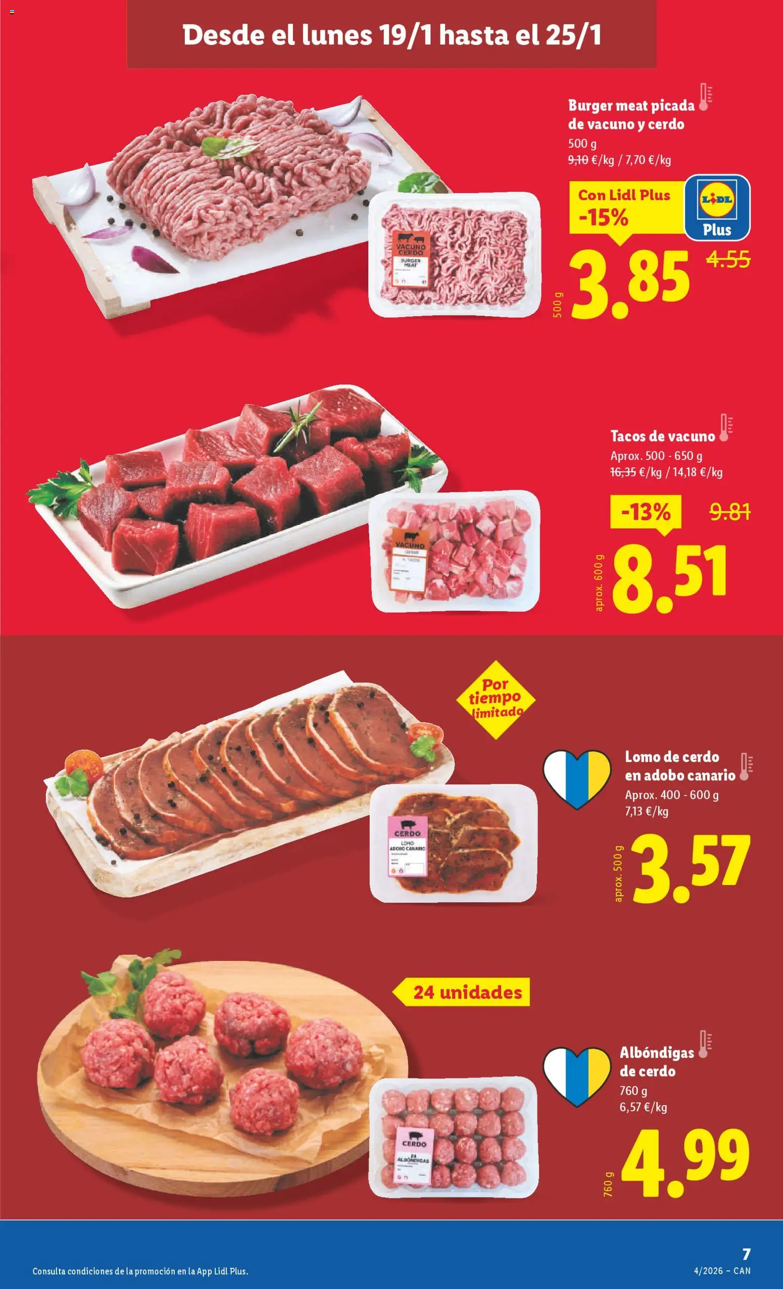 Lidl - Canarias │ válido desde el 19.01.2026 | Página: 7 | Productos: Cerdo, Tacos