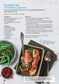 Forhåndsvisning av Ovnsbakt laks med spinatpesto og spekeskinke, Laksefilet med spinatpesto og spekeskinke gyldig fra 02.01.2026 | Side: 14 | Produkter: Smør, Poteter, Машинка, Суміш дитяча