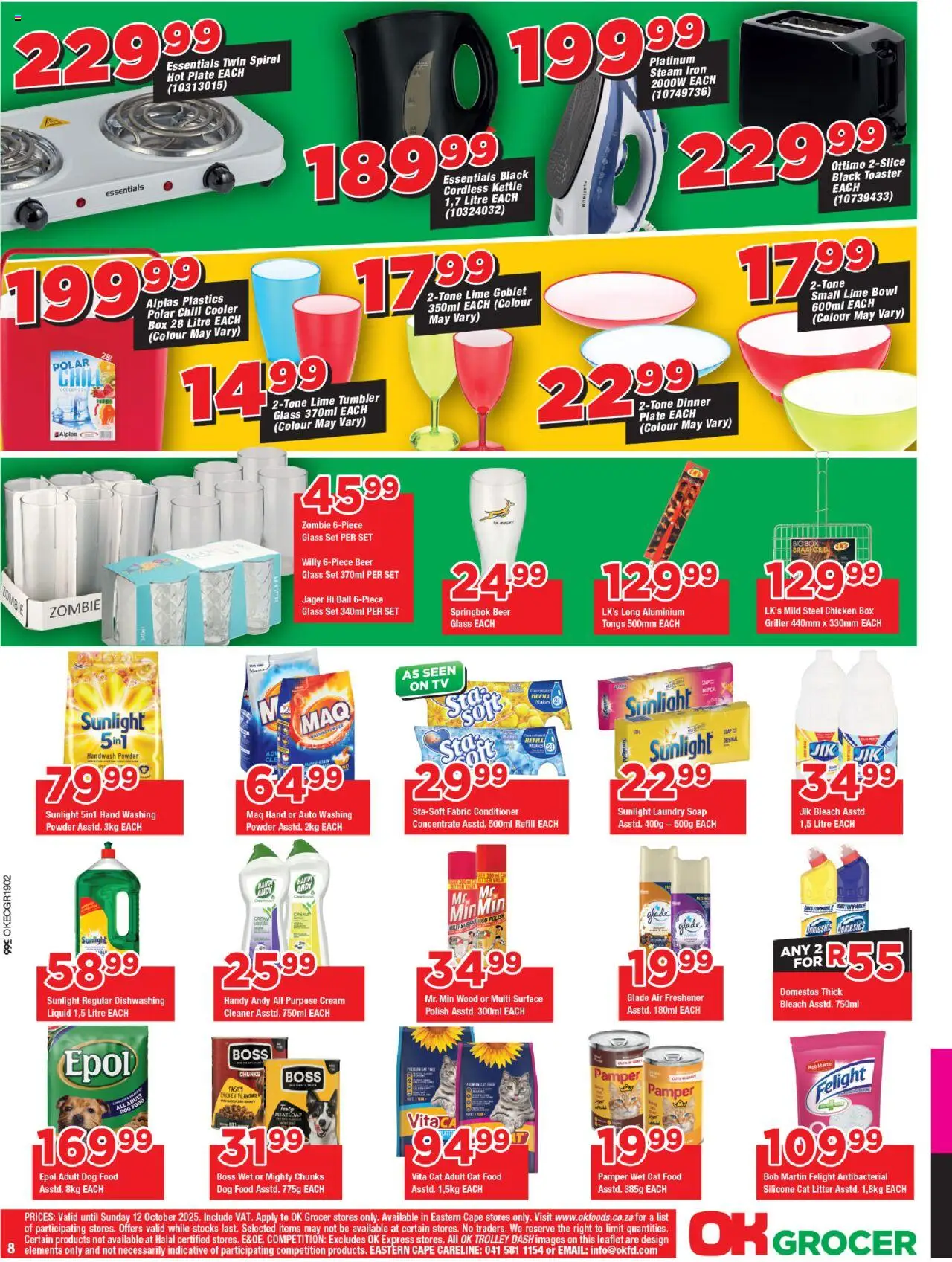 New OK Foods catalogue – valid from 24.09.2025 | Page: 8 | Products: Handwash, Kettle, Cooler, Beer