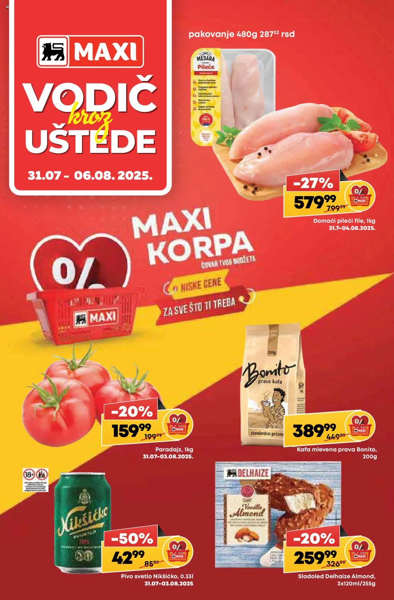 Tempo katalog - važi od 31.07.2025 | Strana: 1 | Proizvode: Sladoled, Korpa, Pakovanje, Kafa
