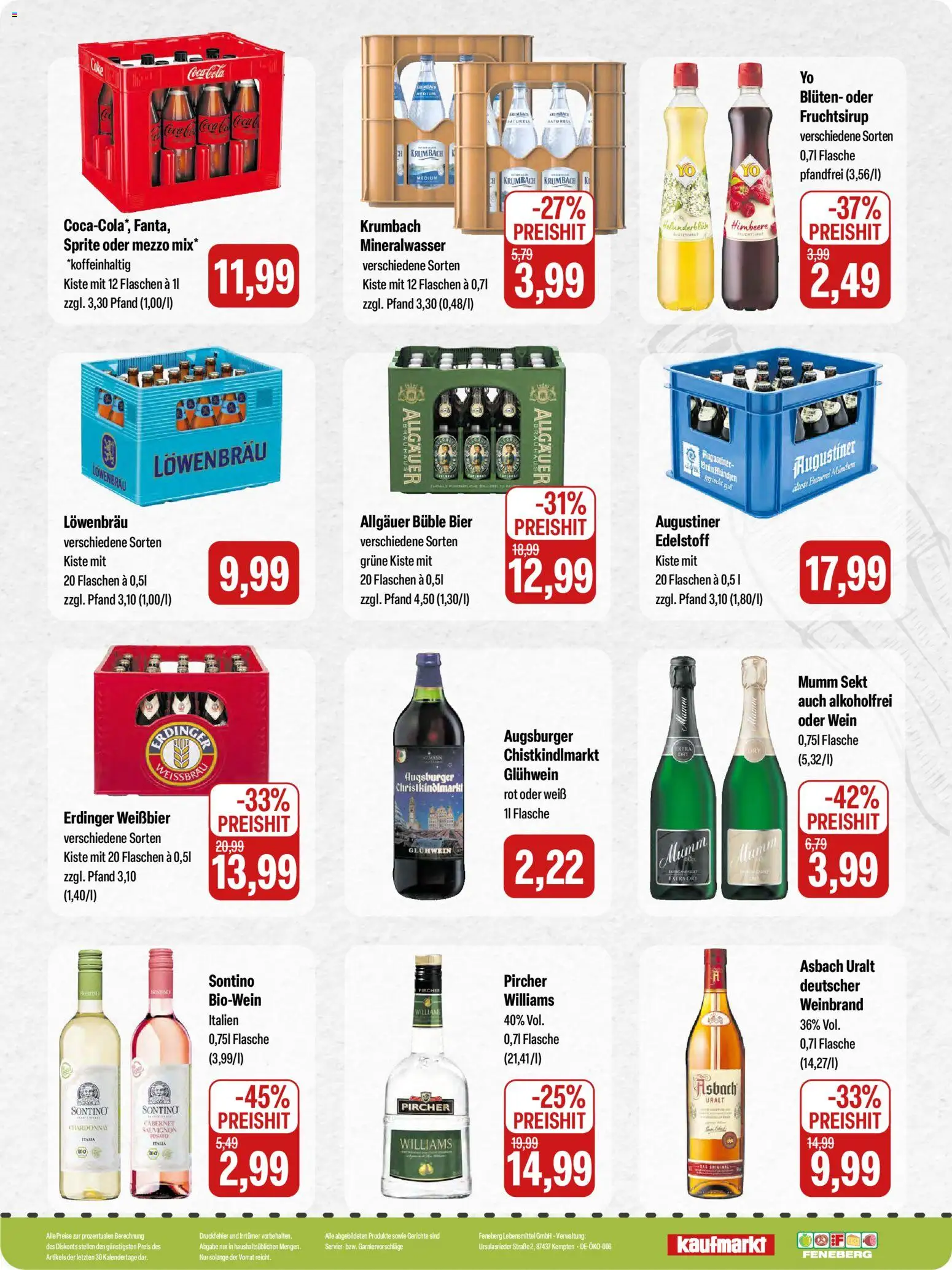 Feneberg Angebote – gültig ab 20.11.2025 | Seite: 16 | Produkte: Mumm sekt, Erdinger, Mineralwasser, Asbach
