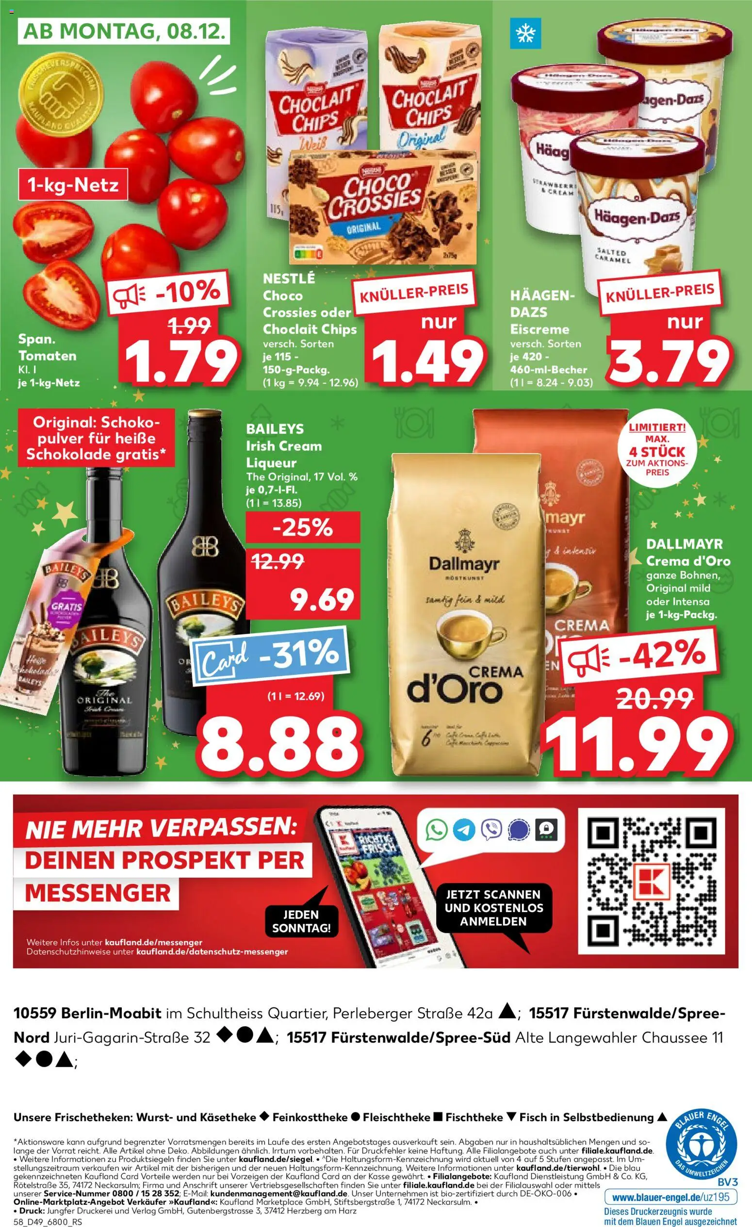 Kaufland prospekt Berlin	 – gültig ab 04.12.2025 | Seite: 58 | Produkte: Schokolade, Eiscreme, Dallmayr, Baileys