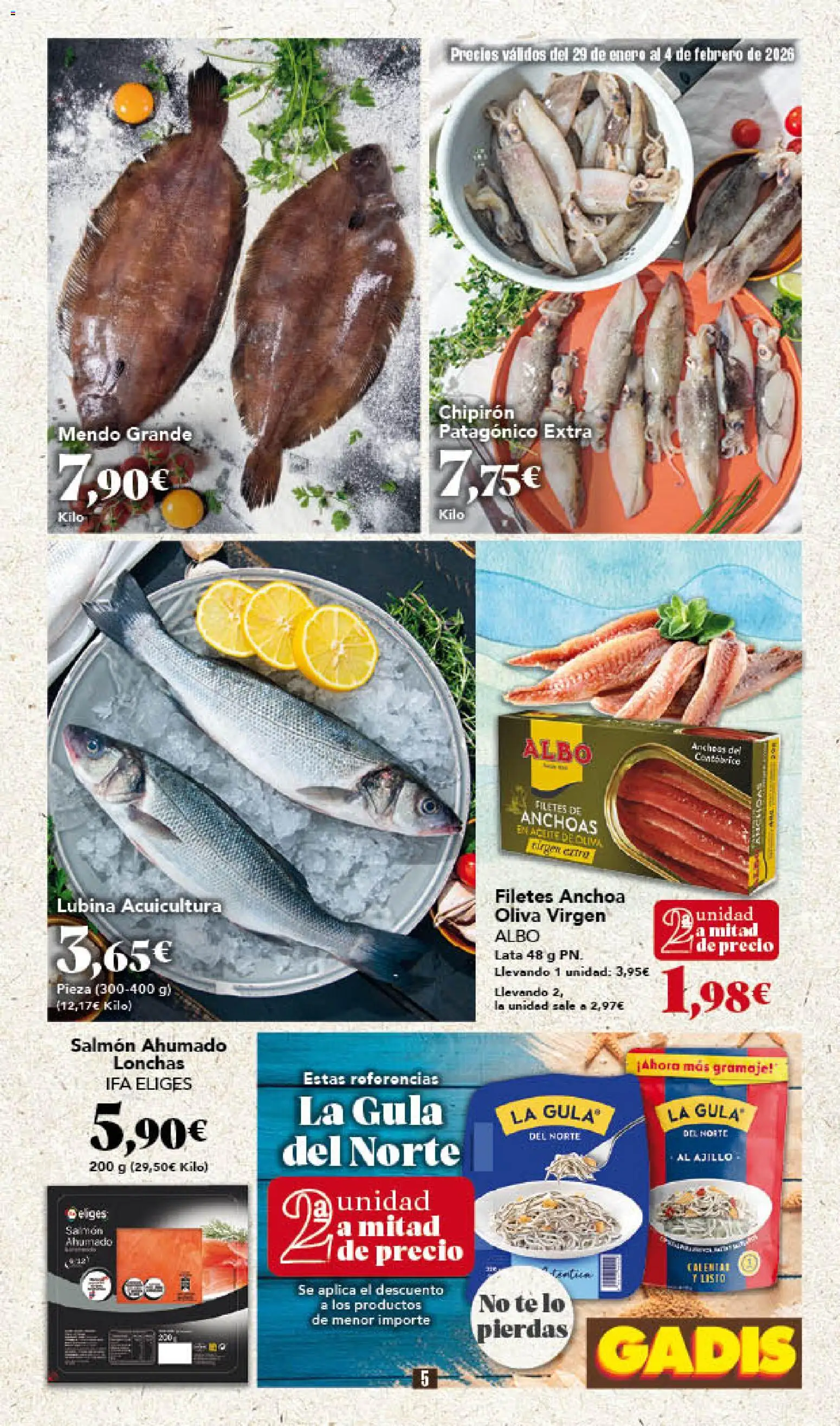 Gadis - folleto │ válido desde el 29.01.2026 | Página: 5 | Productos: Aceite, Aceite de oliva, Salmón ahumado, Anchoa