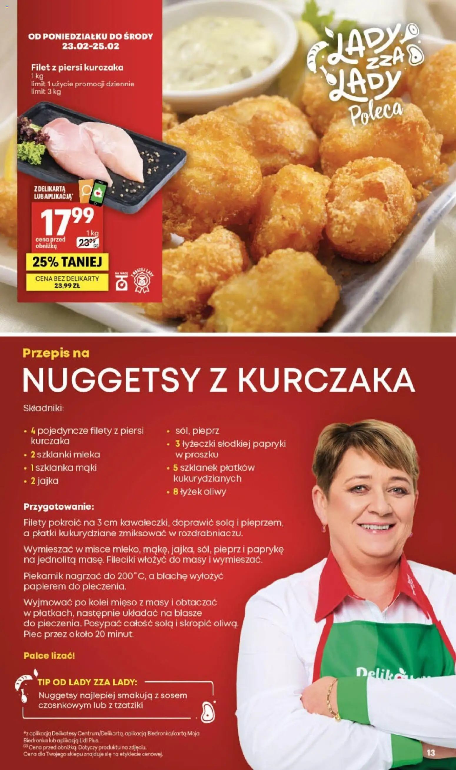 Delikatesy Centrum Gazetka od 19.02.2026 | Strona: 13 | Produkty: Tzatziki, Piersi, Mleka, Jajka