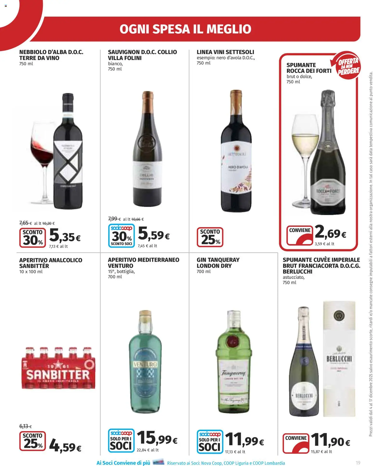 Volantino Ipercoop del 04.12.2025 | Pagina: 19 | Prodotti: Gin, Vino, Spumante, Aperitivo