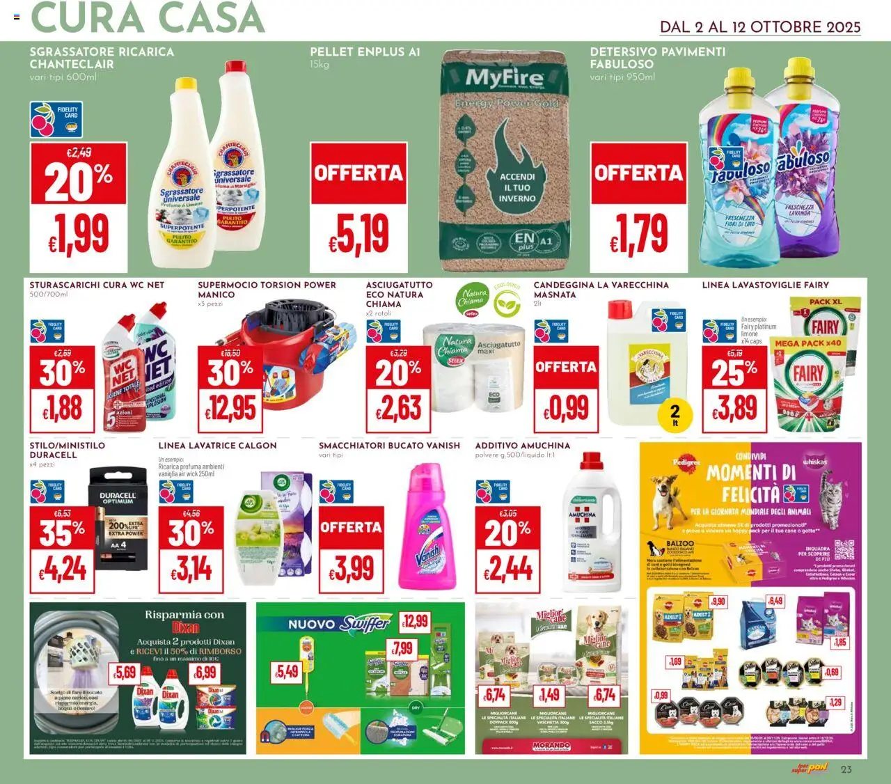 Volantino Pan del 02.10.2025 | Pagina: 23 | Prodotti: Pellet, Lavastoviglie, Asciugatutto, WC
