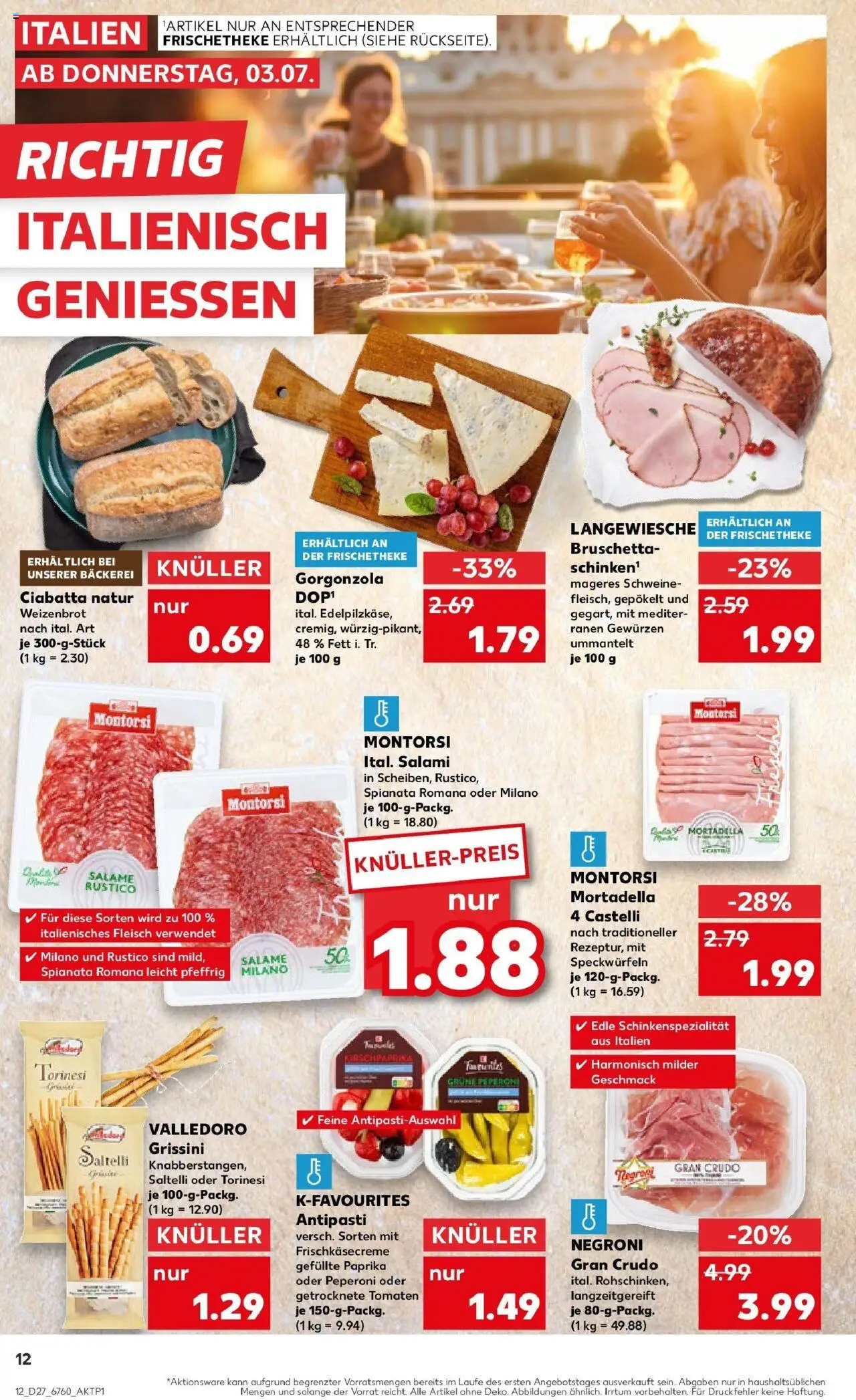Kaufland prospekt Neustadt An Der Aisch	 - gültig ab dem 03.07.2025 | Seite: 12 | Produkte: Tomaten, Paprika, Salami, Fleisch