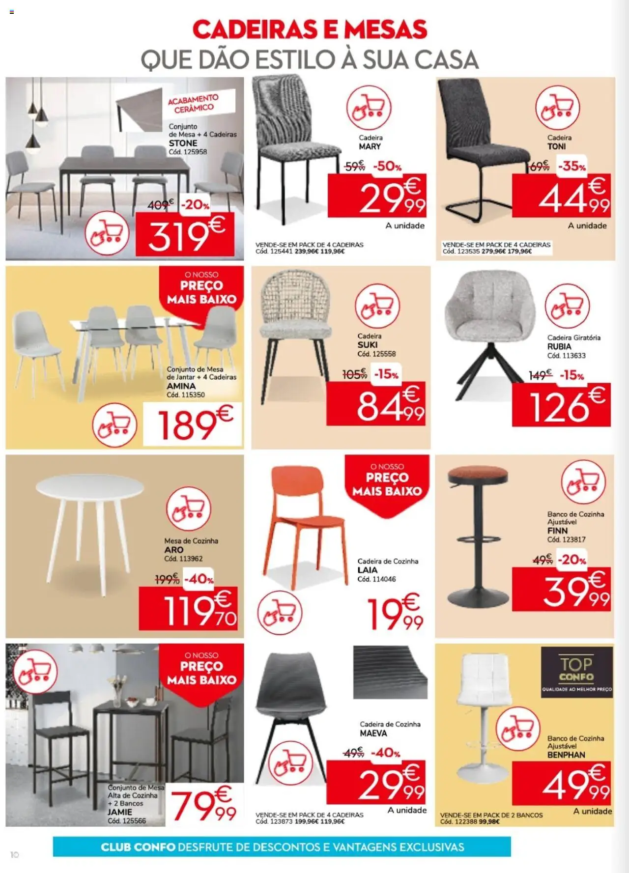 Conforama folheto │ válido de 25.09.2025 | Página: 10 | Produtos: Cadeiras, Banco, Cadeira, Mesa de jantar