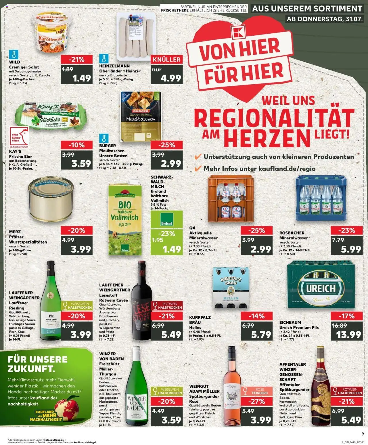 Kaufland prospekt Dossenheim	 - gültig ab dem 03.08.2025 | Seite: 20 | Produkte: Milch, Pils, Karotte, Fleisch