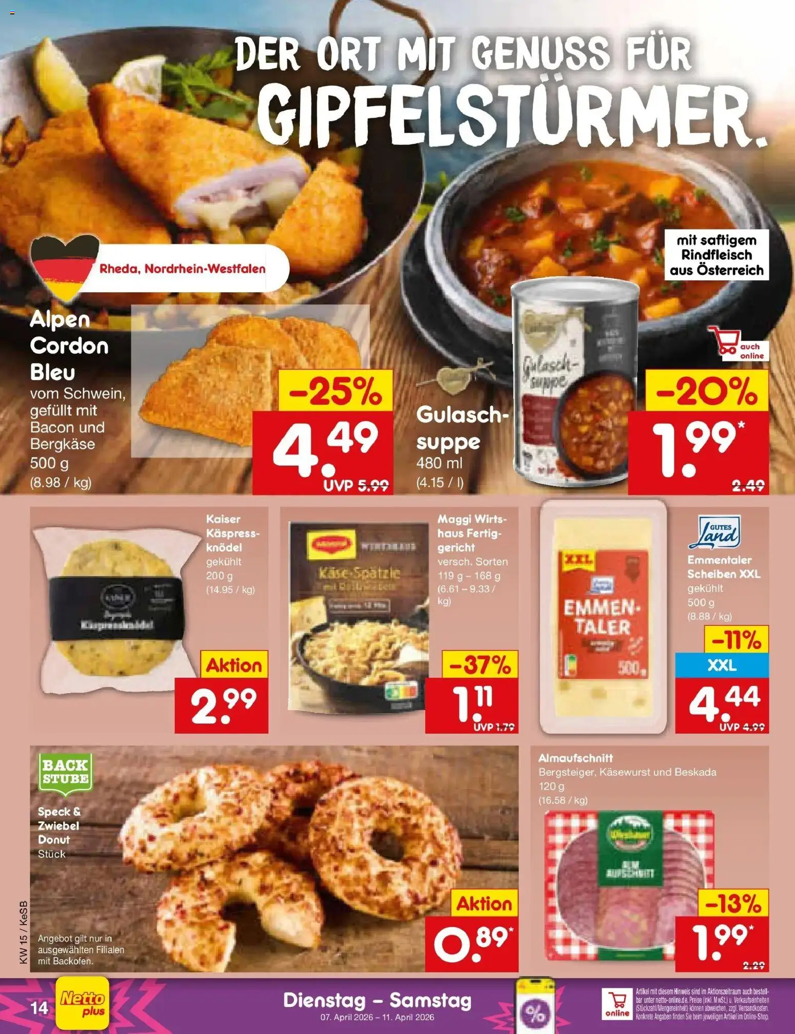 Netto Marken-Discount Prospekt Bonn	 – gültig ab 05.04.2026 | Seite: 16 | Produkte: Maggi, Gulasch, Rindfleisch