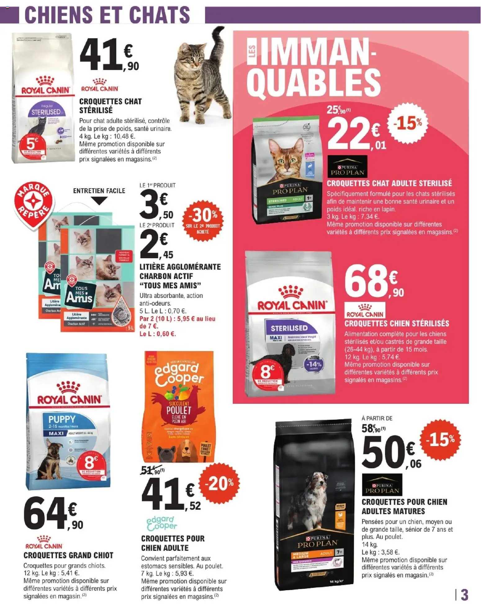 {H1} | Page: 3 | Produits: Litière agglomérante, Litière, Croquettes pour chien, Croquettes chat
