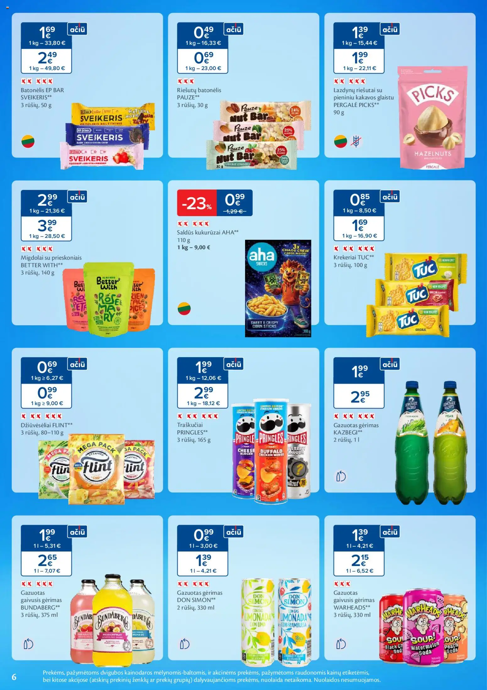 MAXIMA akcijos nuo 03.02.2026 | Puslapis: 6 | Prekių: Riešutai, Gaivusis gėrimas, Kukurūzai, Traškučiai