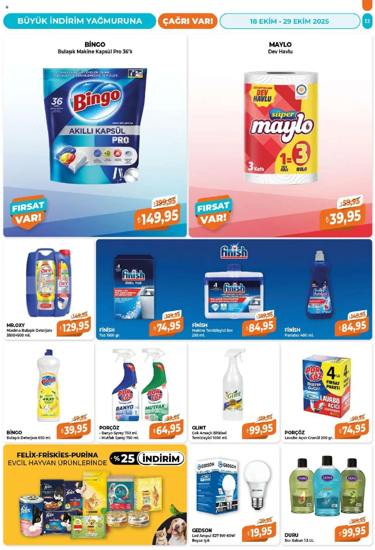 Çağrı Market Katalog - 18.10.2025 tarihinden itibaren geçerlidir | Sayfa: 13 | Ürünler: Lavabo, Banyo, Parlatıcı, Lavabo açıcı