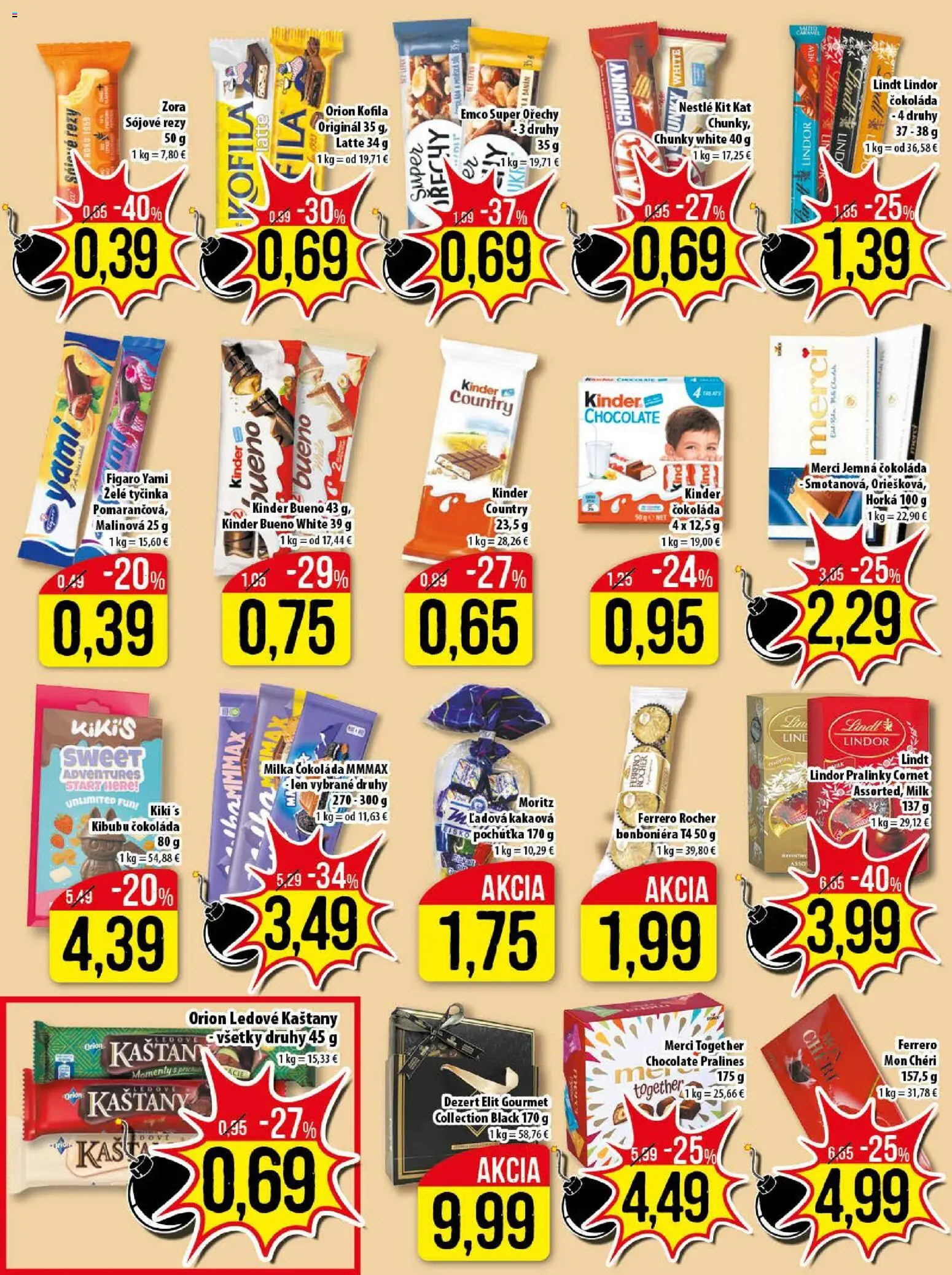 Nové Klas akcie – leták je platný od 23.02.2026 | Strana: 10 | Produkty: Lindor, Mon Chéri, Čokoláda, Orechy