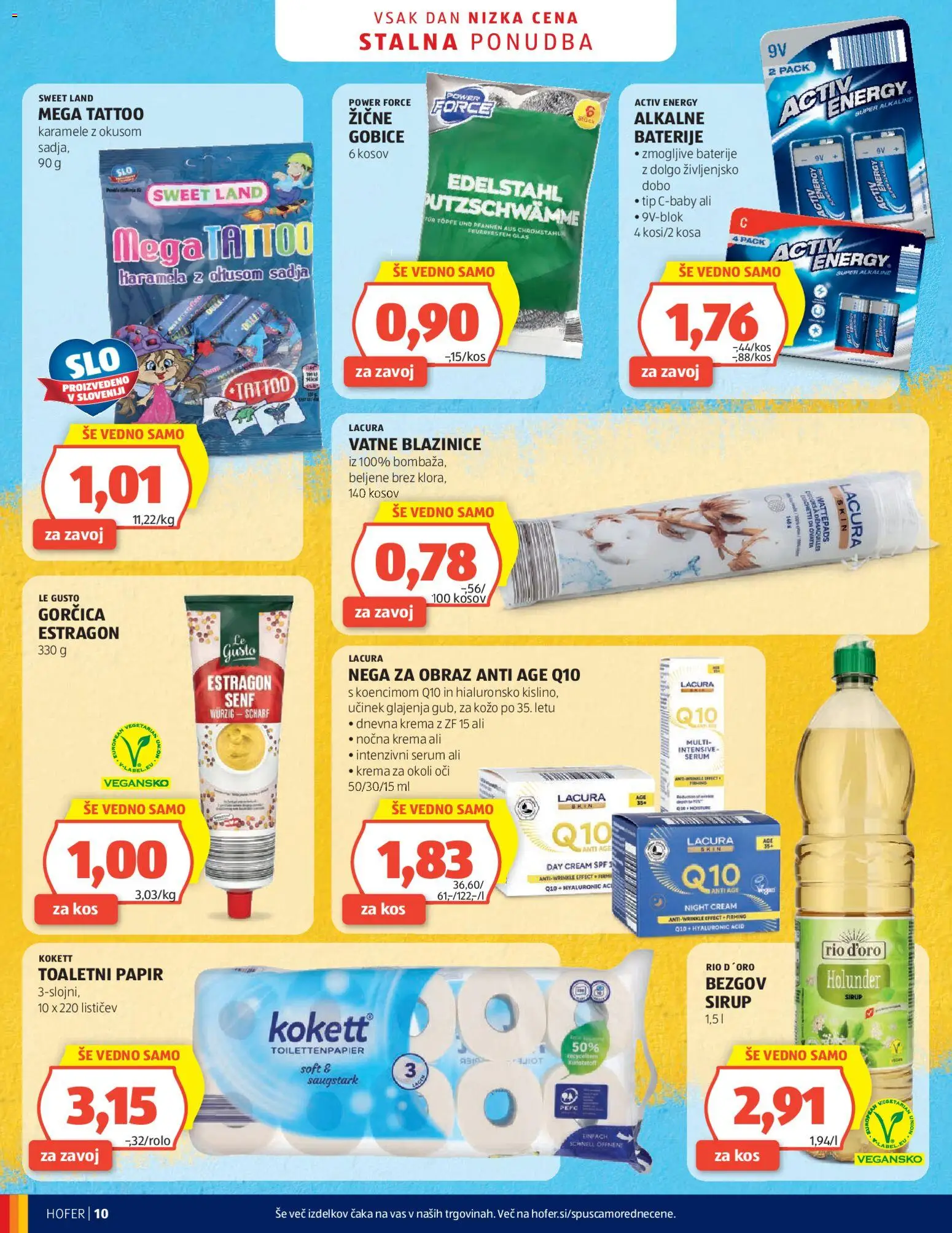 Novi Hofer katalog ponudbe – veljaven od 25.02.2026 | Stran: 10 | Izdelki: Vatne blazinice, Gorčica, Krema, Karamele