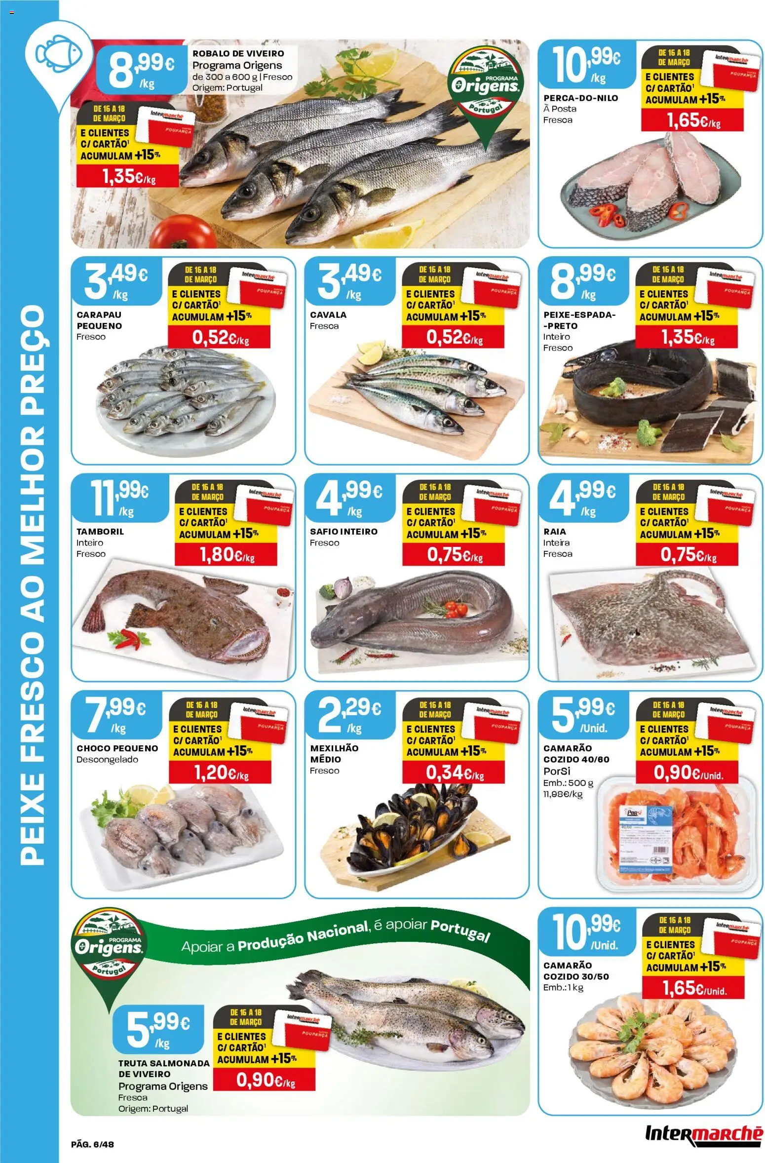 Intermarché folheto │ válido de 12.03.2026 | Página: 6 | Produtos: Camarão, Tamboril, Peixe, Truta
