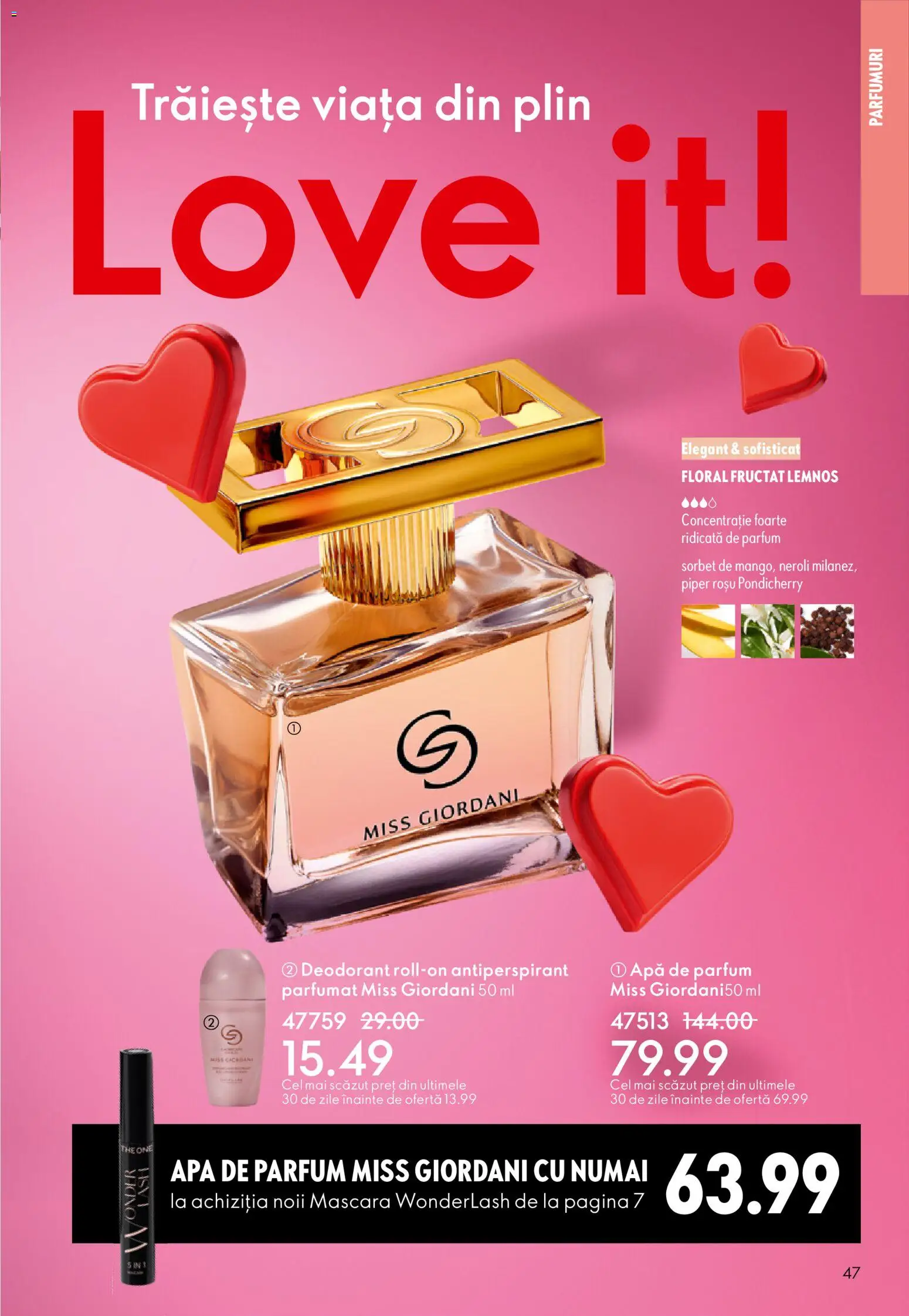 Noul catalog Oriflame – valabil de la 21.01.2026 | Pagină: 47 | Produse: Apă de parfum, Mascara, Antiperspirant, Piper